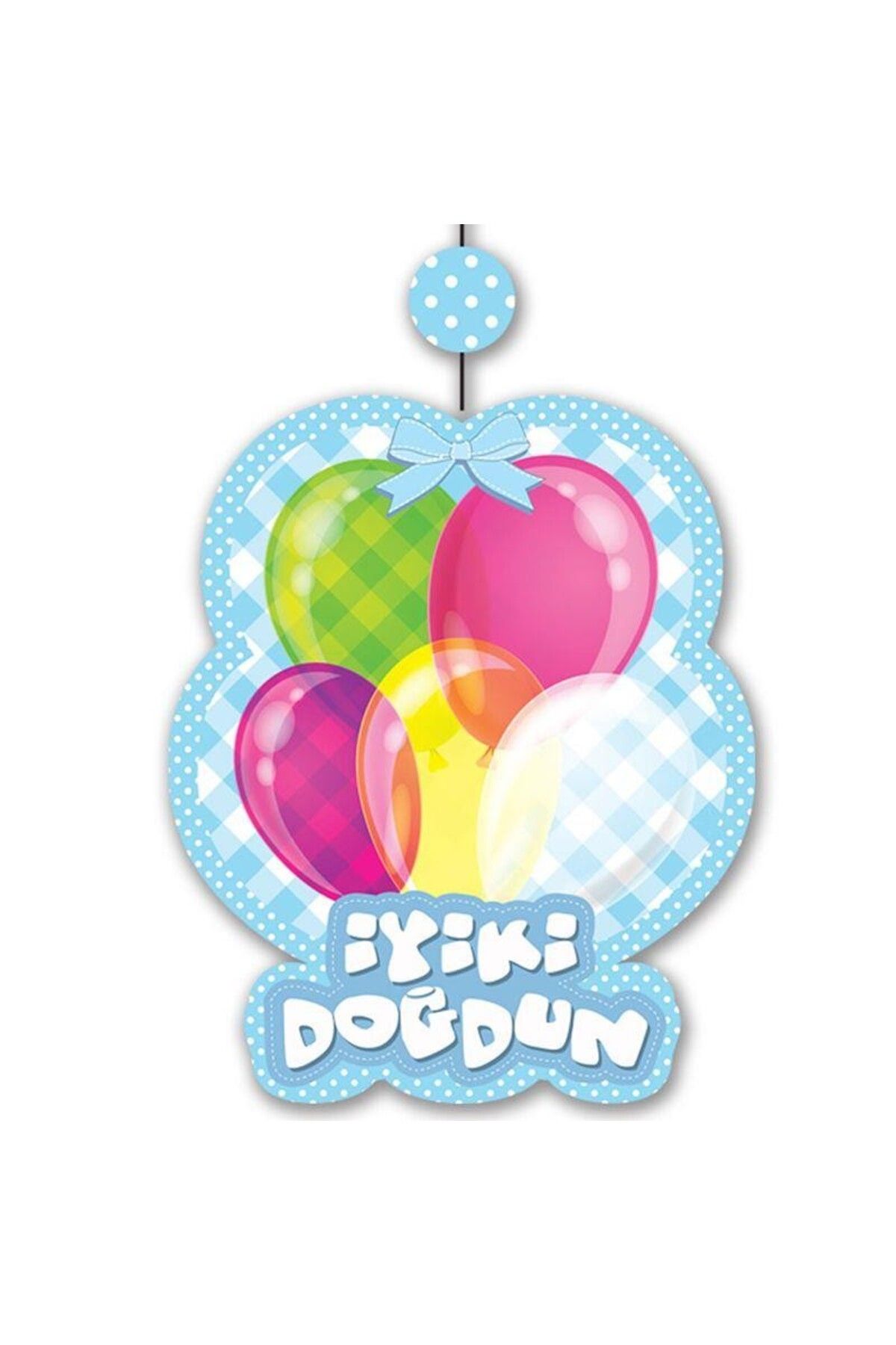 Avantaj Kapıda ® İyiki Doğdun Yazılı Asmalı İp Süs Mavi Renk 3 lü Set 12x45 cm (Parti Temalı)
