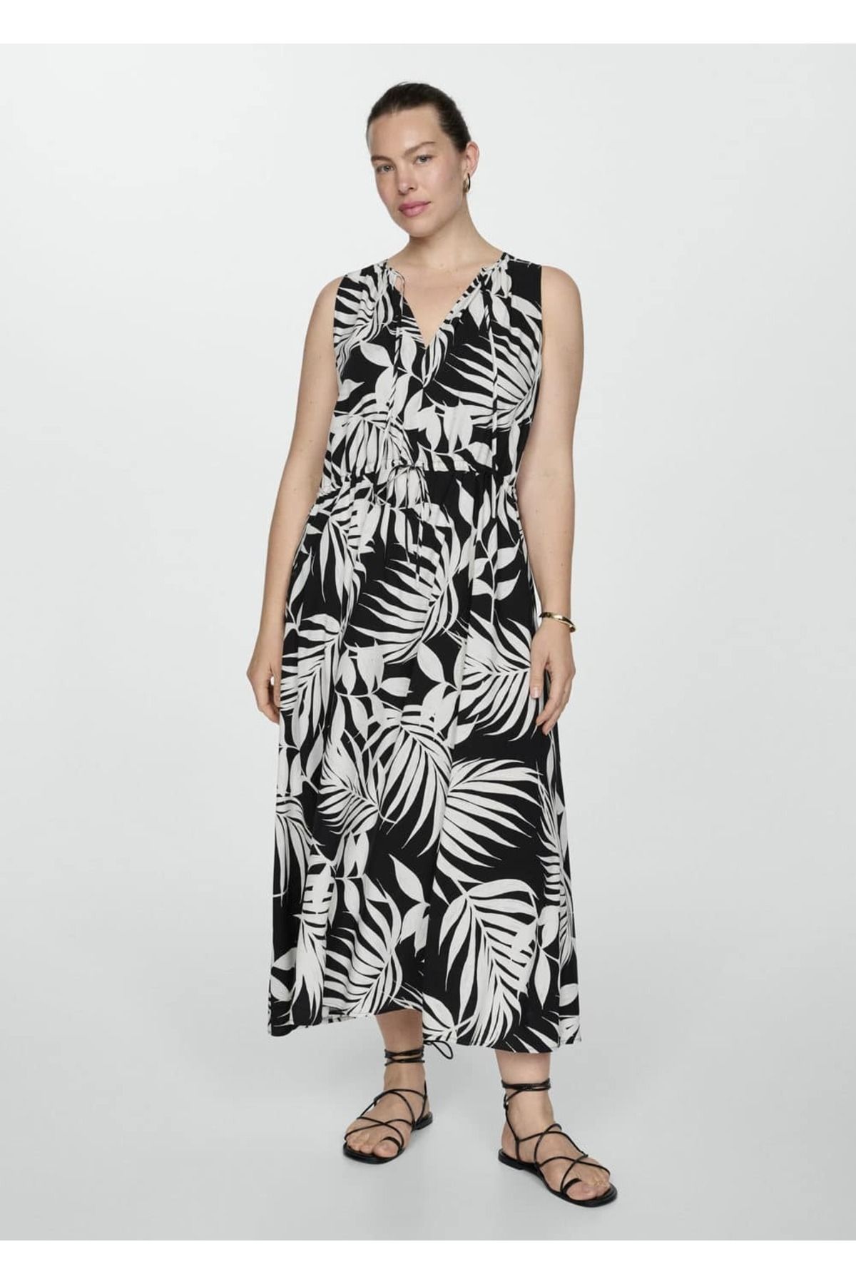 MANGO Woman-Patterned bow dress 5