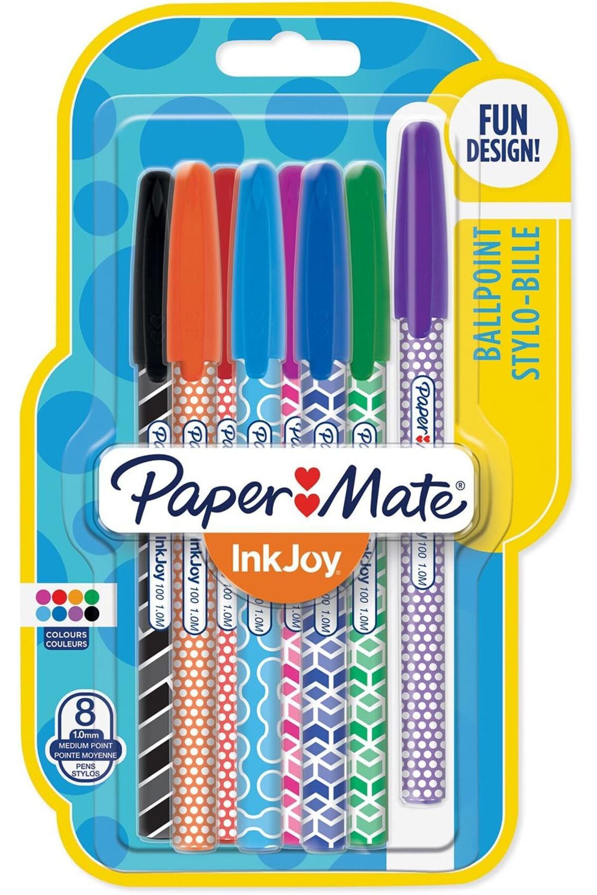 STOREMAX efshopx Mate Inkjoy 100 Kapaklı Tükenmez Kalem, M Uç, 8'li Desenli - 1987871 New Desing 1002192