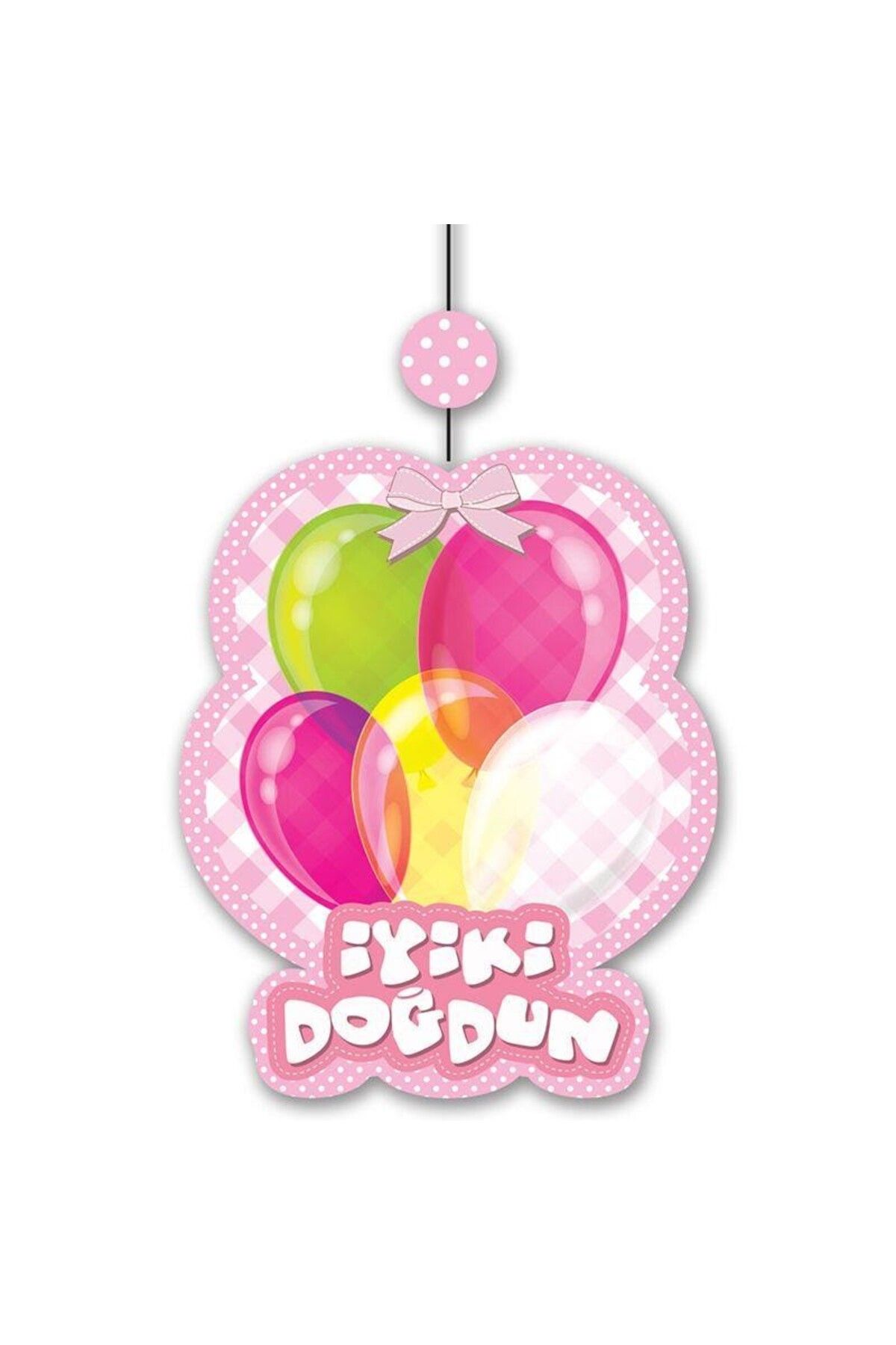 Avantaj Kapıda ® İyiki Doğdun Yazılı Asmalı İp Süs Pembe Renk 3 lü Set 12x45 cm (Parti Temalı)