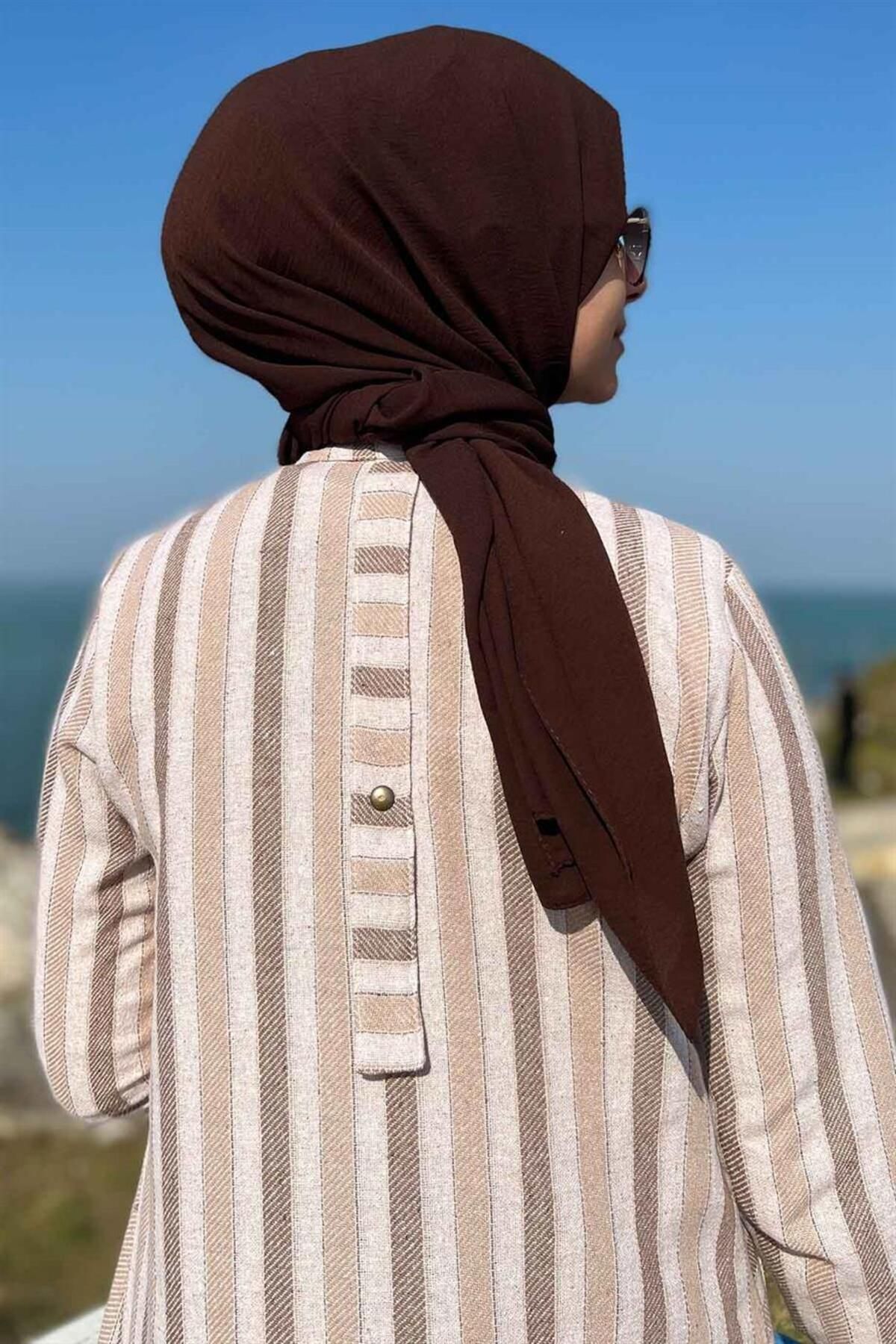 Rabia Şamlı-Brown Striped 3-Piece Set 4