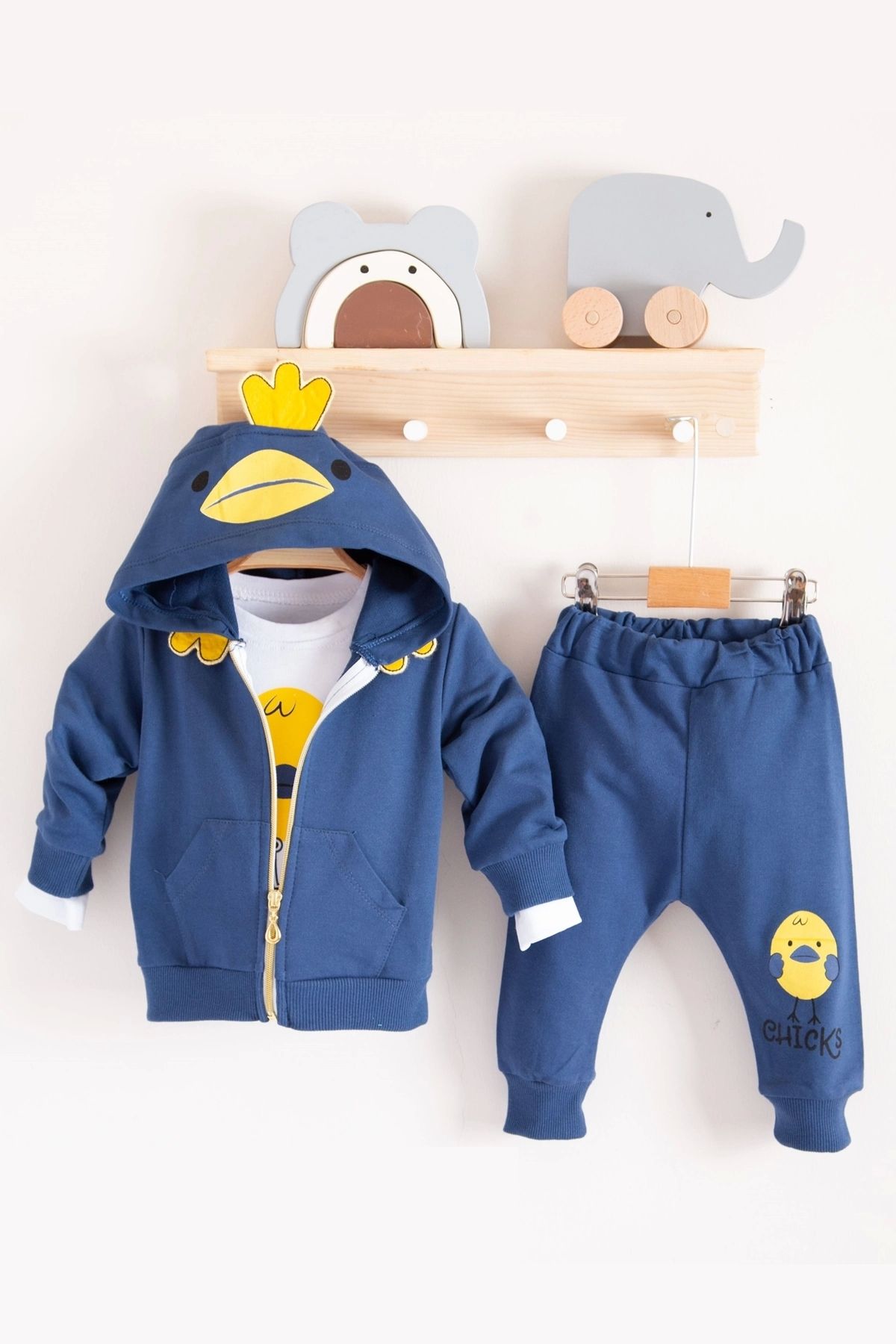 Babydonat ست نوزاد 3 تکه کلاهدار طرح جوجه