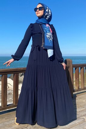 Rabia Şamlı Bade Elbise Lacivert