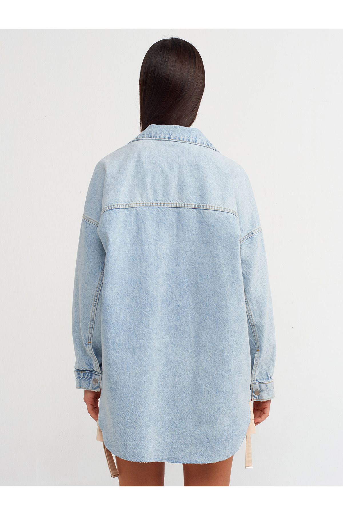 Dilvin-50720 Cămașă oversize din denim-albastru 3