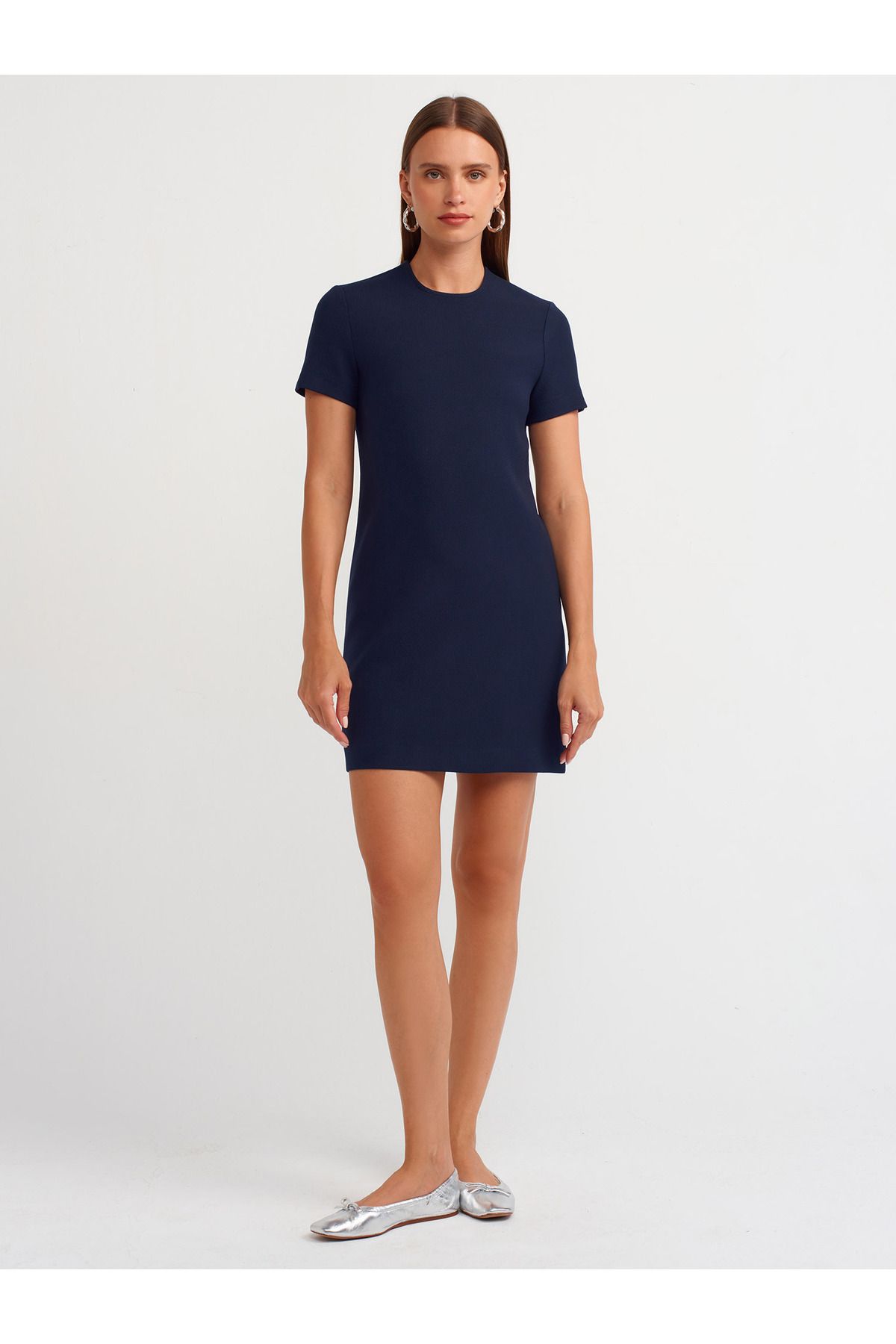 Dilvin-90899 Model Rochie Mini Decolteu Bleumarin 3