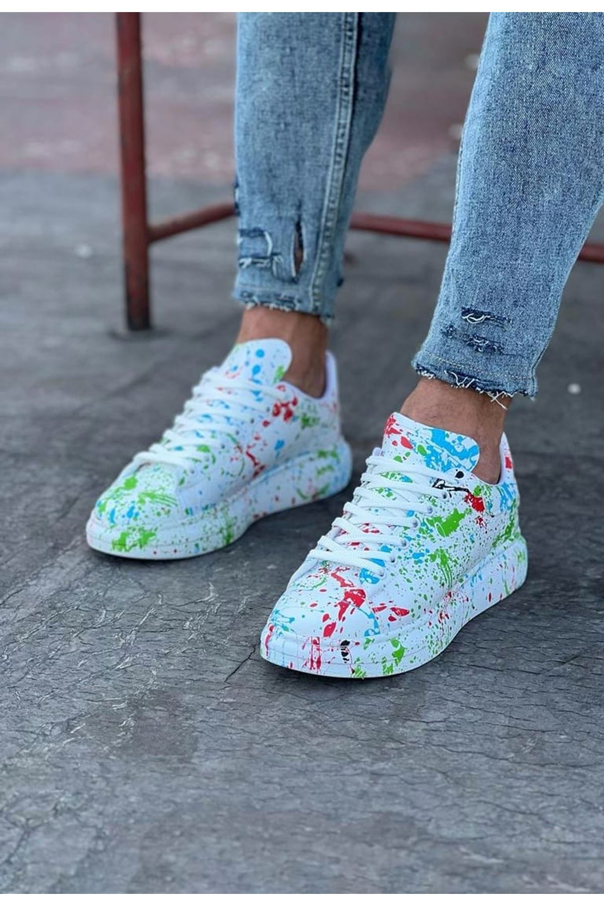 mikudesign Yeşil Boyalı Erkek Casual Ayakkabı