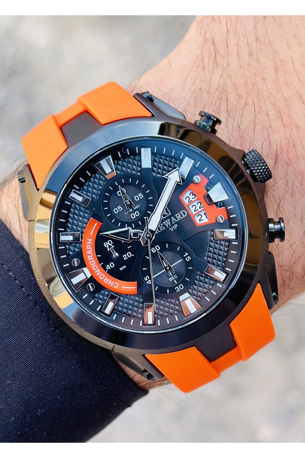 Reward-Men's Wristwatch with Orange Silicone Lanyard Function 1