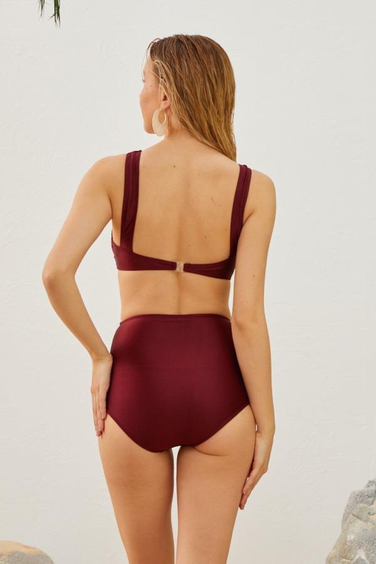 Starinci Mayo-Burgundy Recovery High Waist Bikini Bottom Lined Uv Protect 3