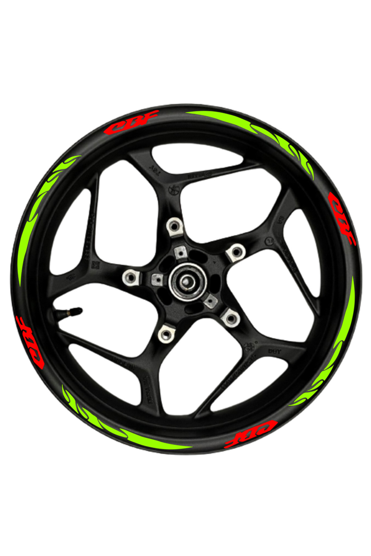 Outletore CBF kırmızı yazılı neon(fıstık yeşili) pençe şeritli