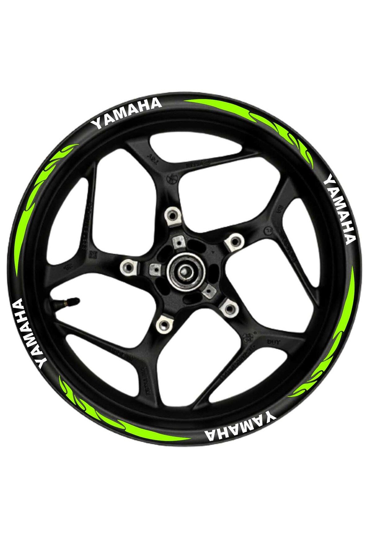 MLH STORE Motosiklet Jant Şeridi Yamaha Beyaz Yazılı Neon (Fıstık Yeşili) Pençe Şeritli Sağ-Sol/Ön-Arka