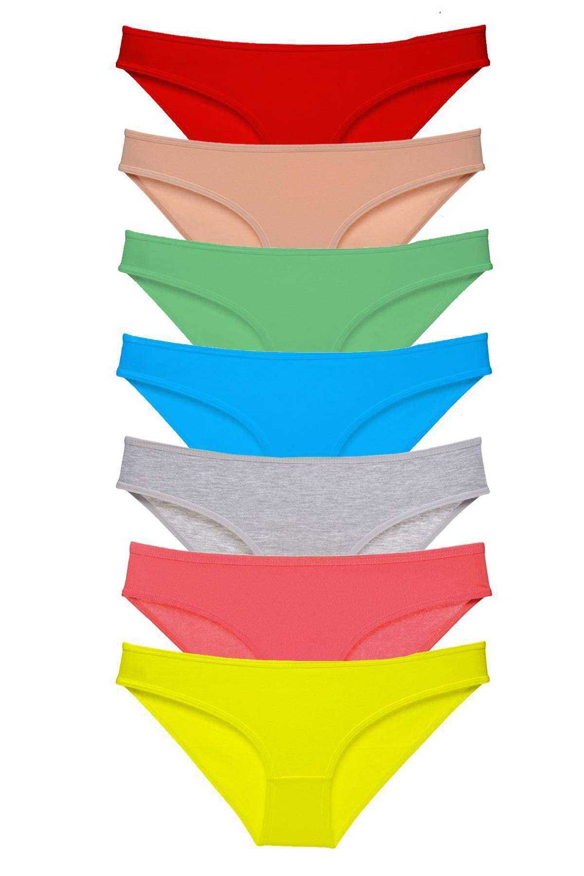 Royaleks 7 adet Süper Eko Set Likralı Kadın Slip Külot Çok Renkli