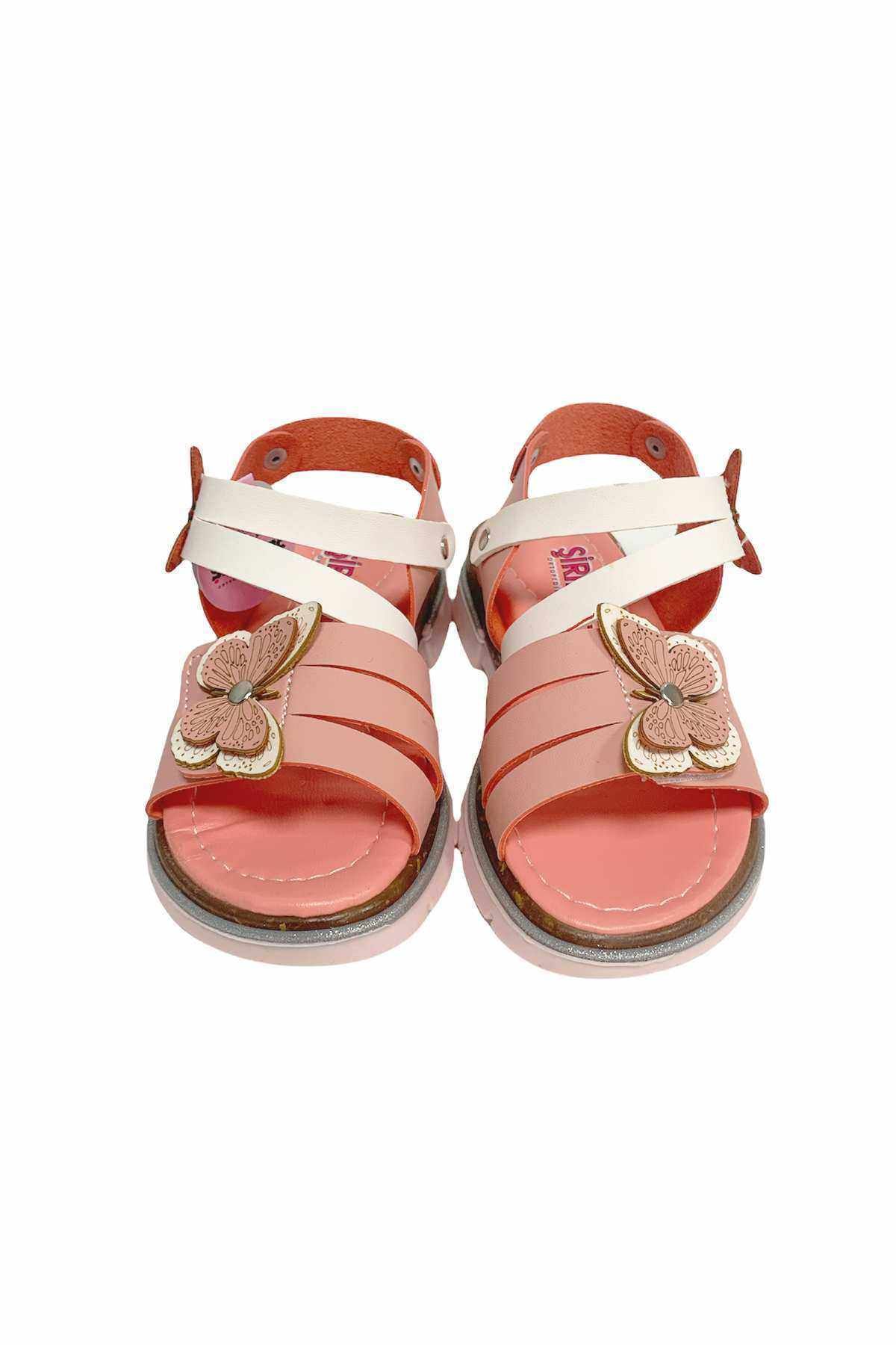 Şirin Bebe-Girl's Sandals - Cute Young Comfort, Butterfly Pattern, Powder 2