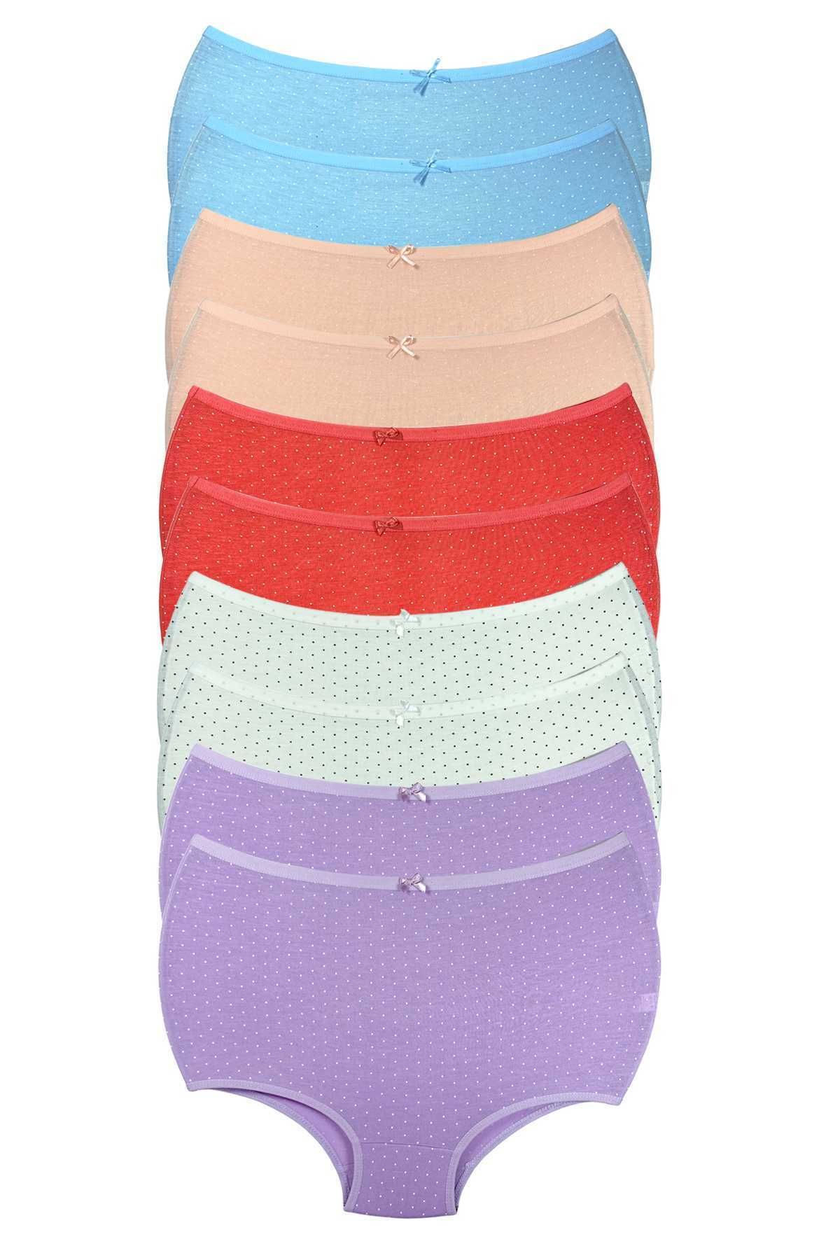 Pink Stil 10 Adet Puantiyeli Kadın Toparlayıcı Yüksek Bel Bato Külot Pink Stil