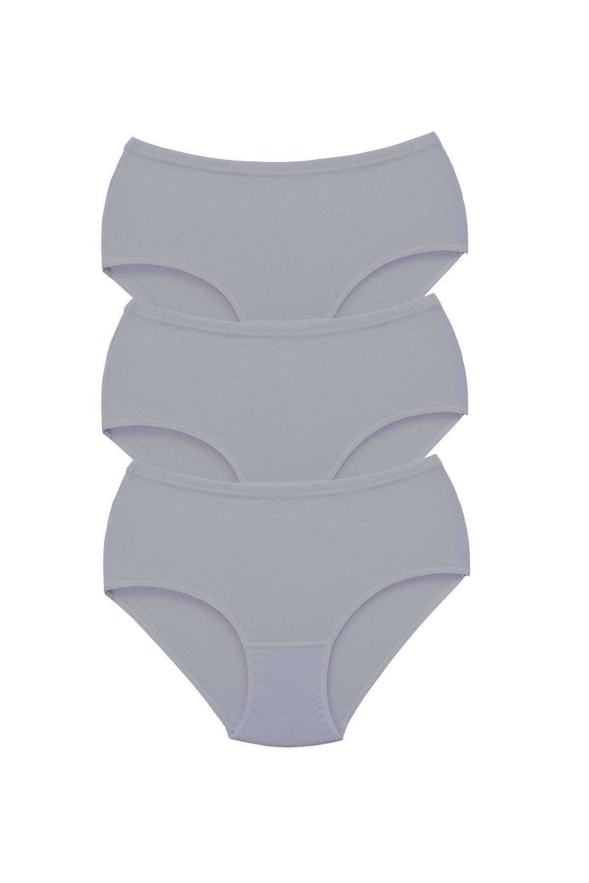 Pink Stil 3 Adet Tutku Kadın Yüksek Bel Bato Kalın Lastik Külot Gri Pink Stil