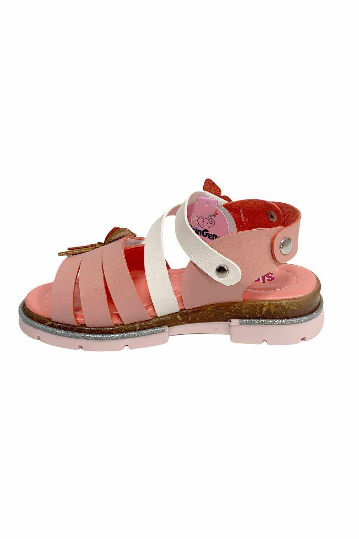 Şirin Bebe-Girl's Sandals - Cute Young Comfort, Butterfly Pattern, Powder 3