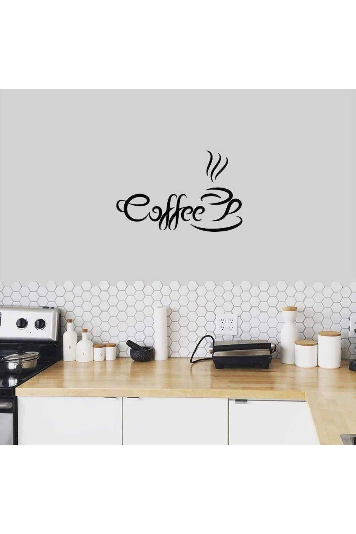 MLH STORE Coffee Fincan Silüeti Dekoratif Mutfak Duvar Sticker, Çıkartma