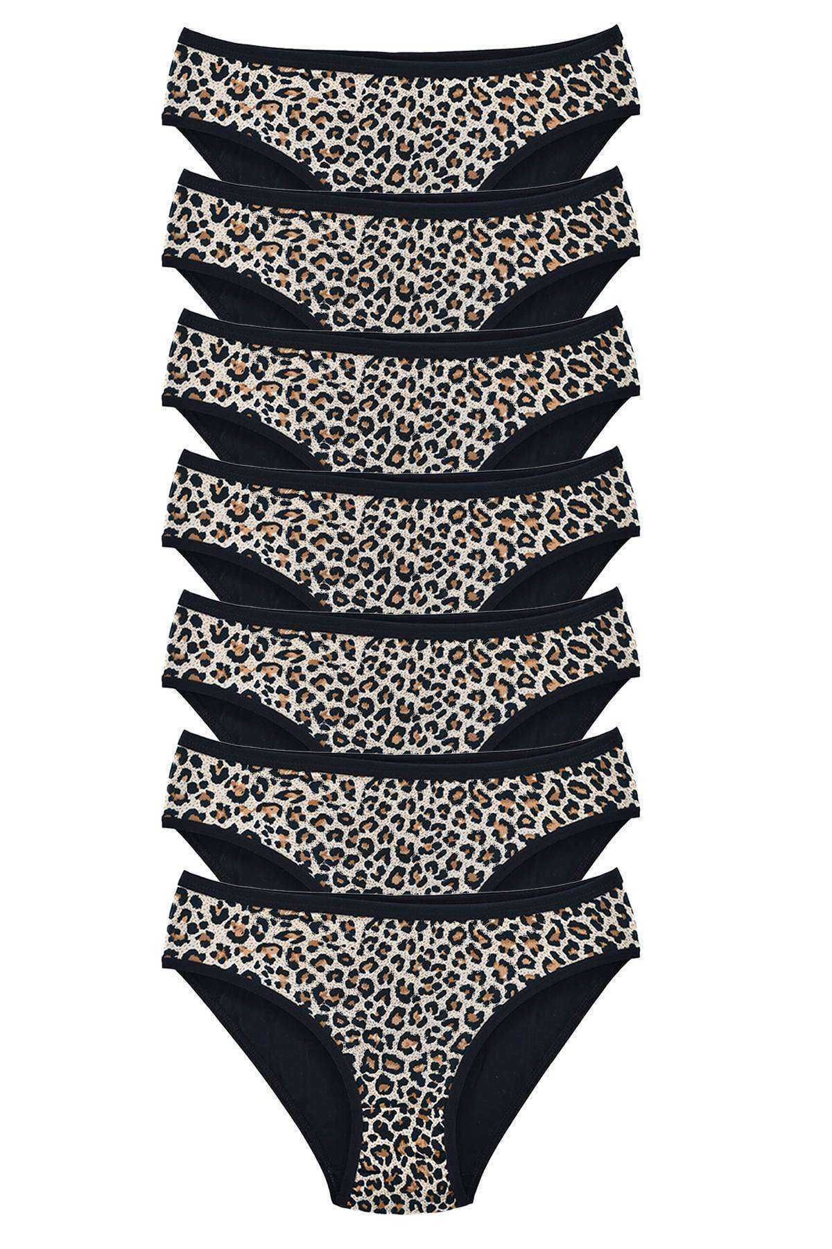 Pink Stil 7 Adet Leopar Desenli Likralı Yumuşak Dokulu Kadın Slip Külot Pink Stil