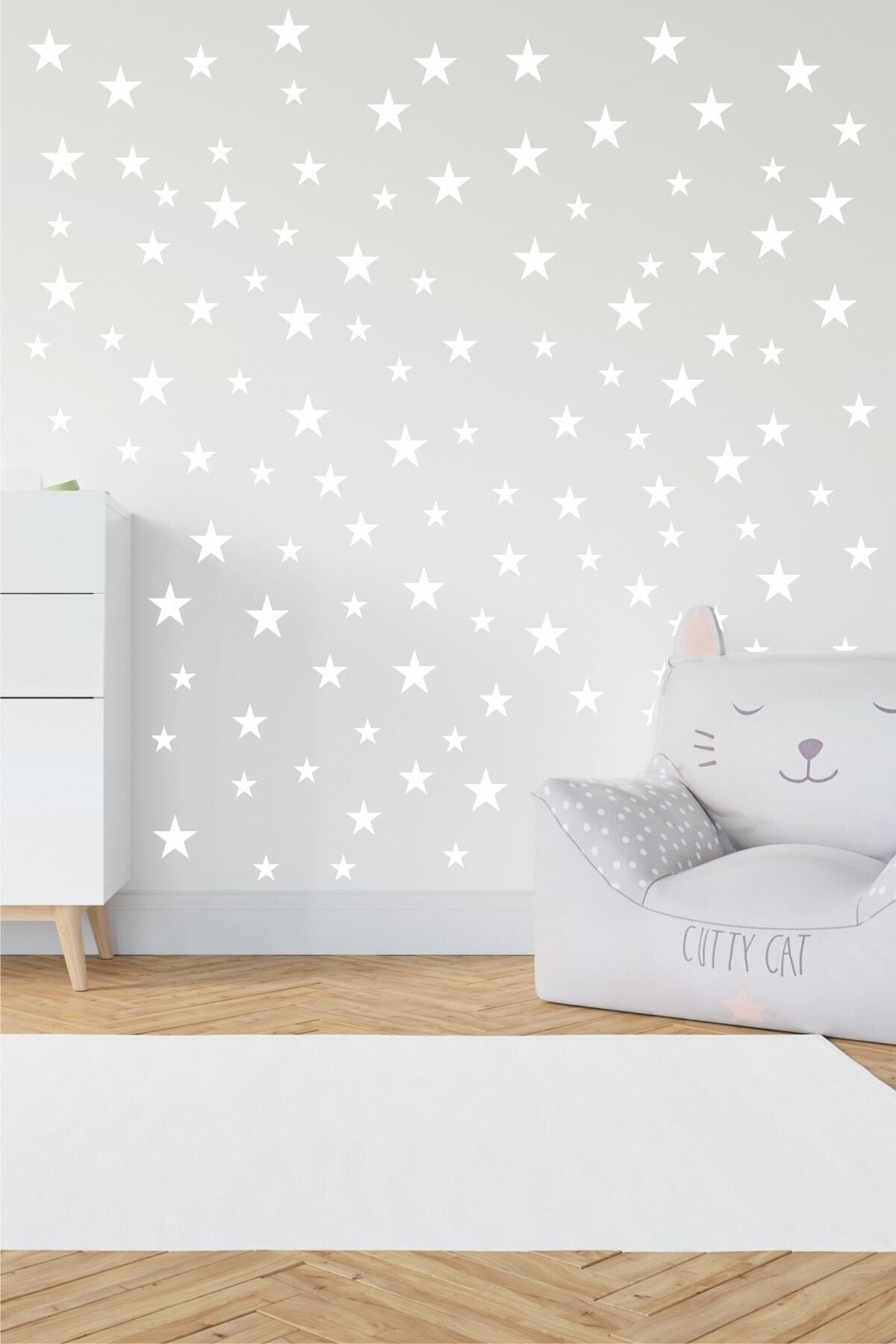 MLH STORE Bebek Ve Çocuk Odası Dekoratif Yıldız Sticker Beyaz
