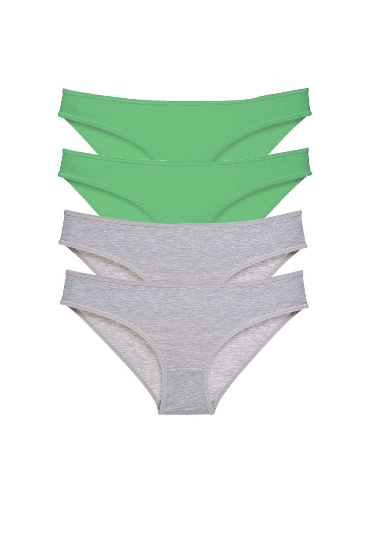 Royaleks 4 adet Süper Eko Set Likralı Kadın Slip Külot Yeşil Gri