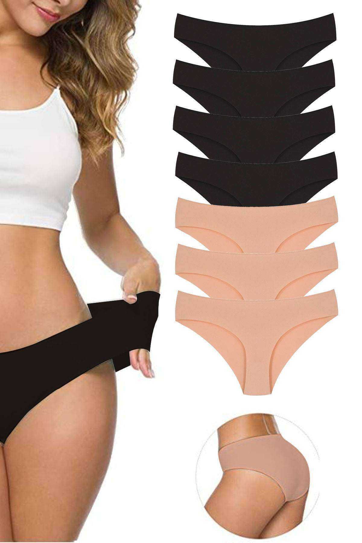 Pink Stil 7 Adet Kadın Dikişsiz Lazer Kesim Esnek İz yapmayan Külot S2 Pink Stil