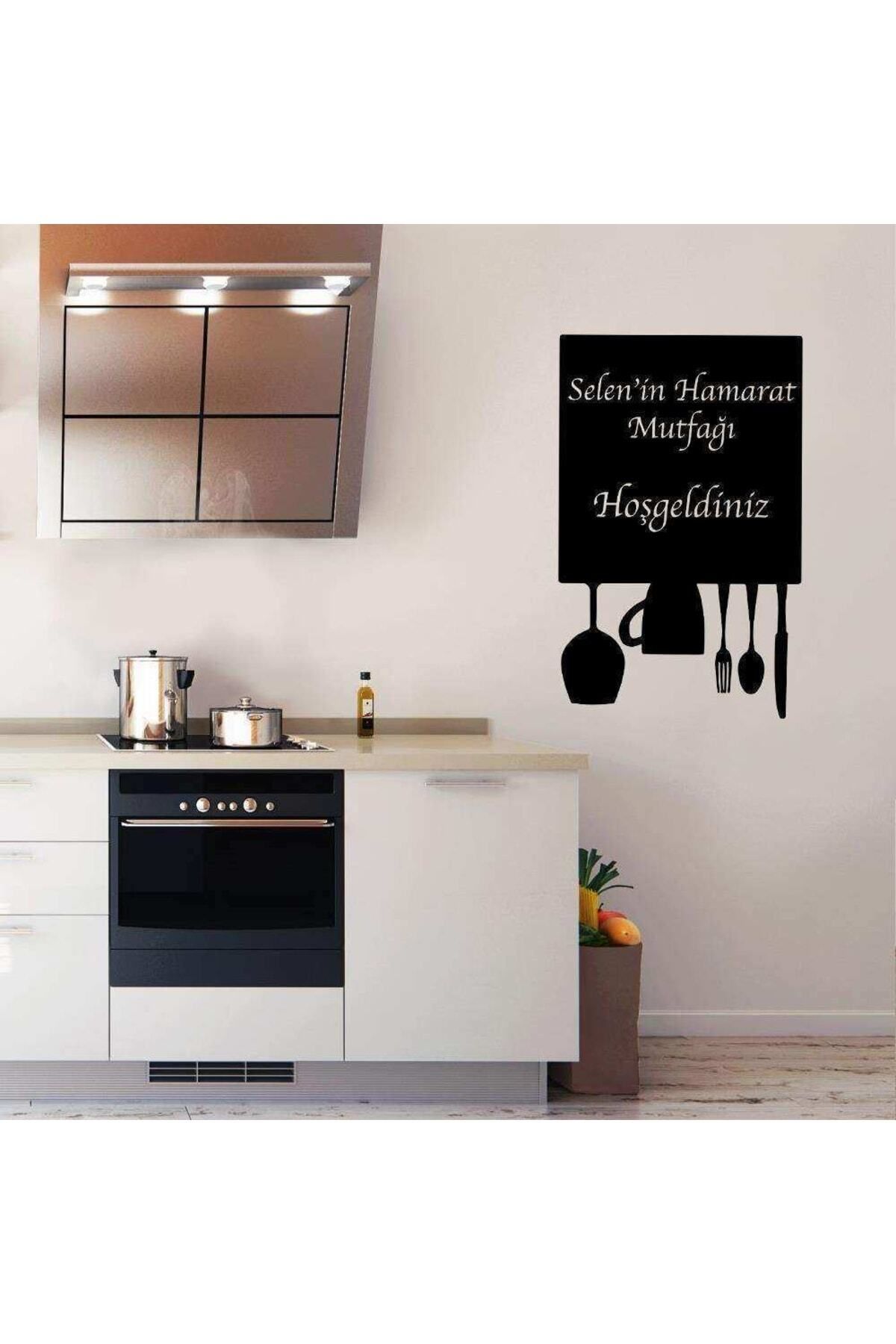 MLH STORE Isme Özel Hamarat Mutfağı Yazılı Dekoratif Mutfak Duvar Sticker 95X60 cm