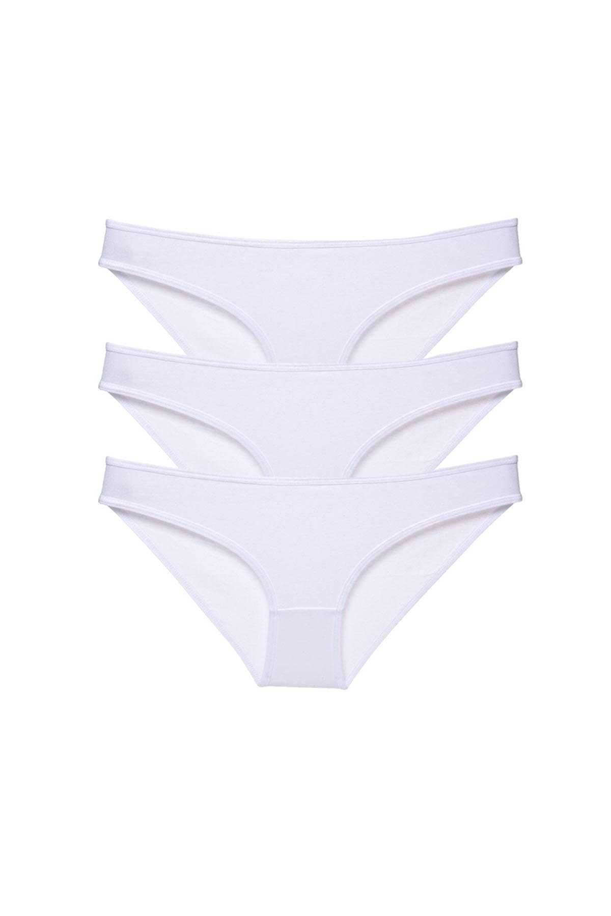 Royaleks 3 adet Süper Eko Set Likralı Kadın Slip Külot Beyaz