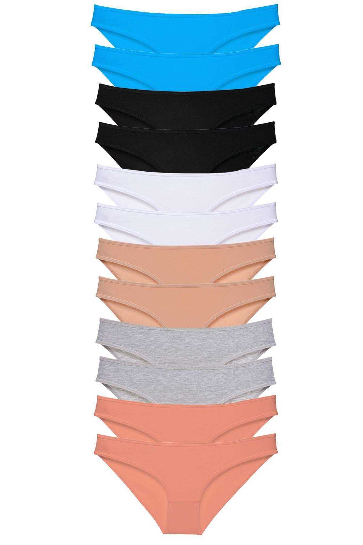 Pink Stil 12 adet Eko Set Likralı Kadın Slip Külot Çok Renkli 4 Pink Stil