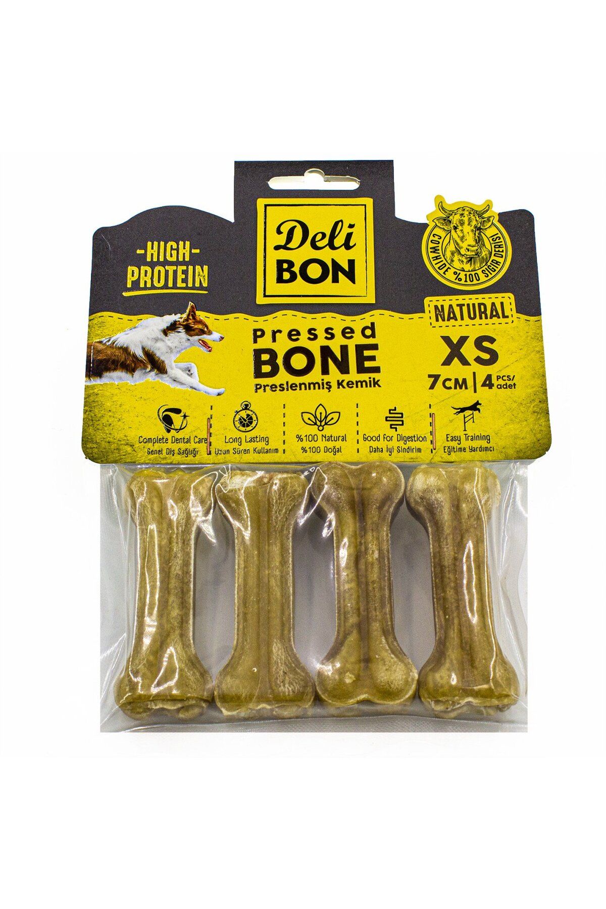BYR Fırsat Byr Deri Köpek Çiğneti Pres Kemik 4X7Cm Natural Yeni