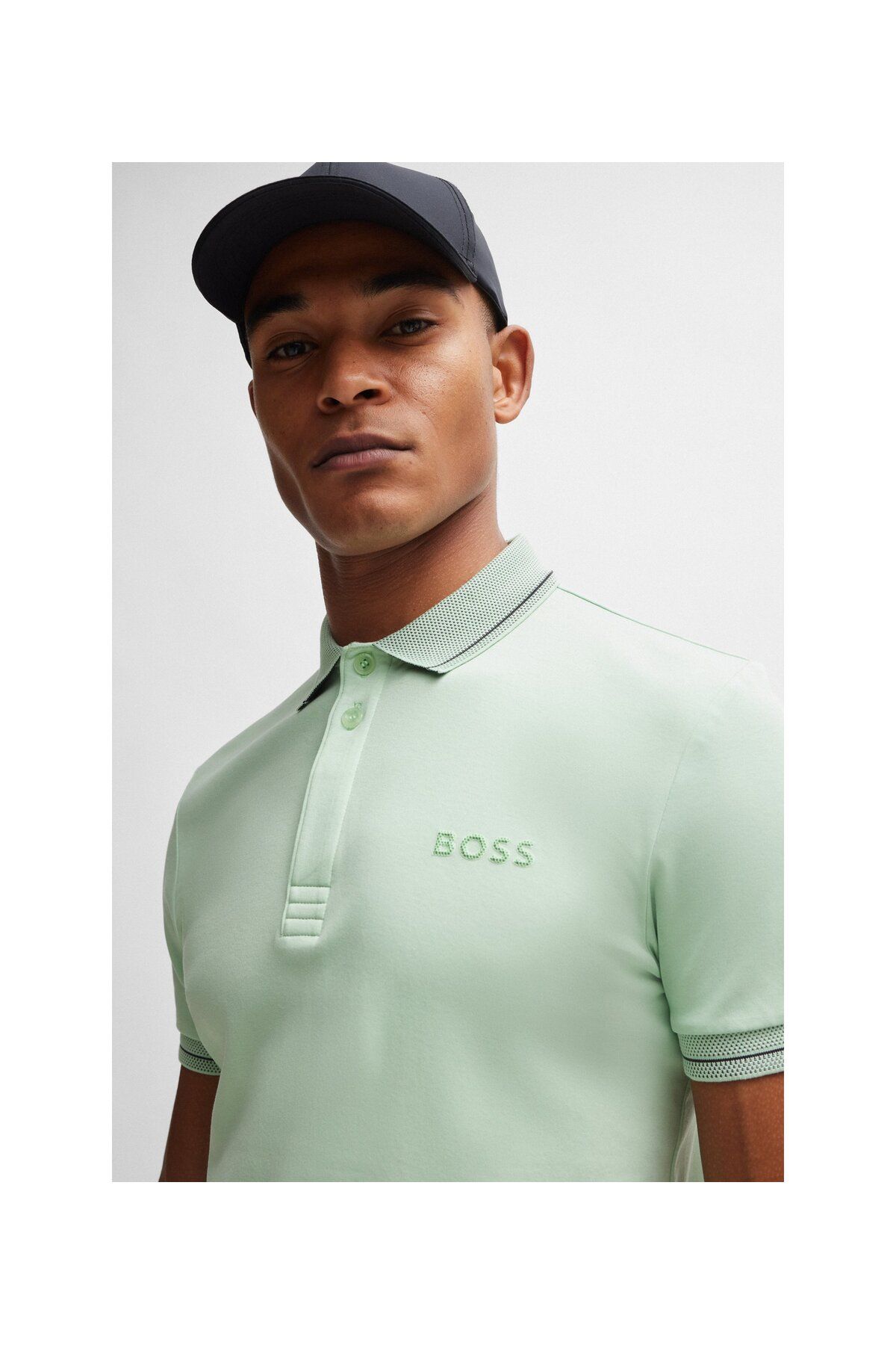 تی شرت یقه پولو مردانه INTERLOK پنبه باریک برش چوگان T SHIRT BOSS