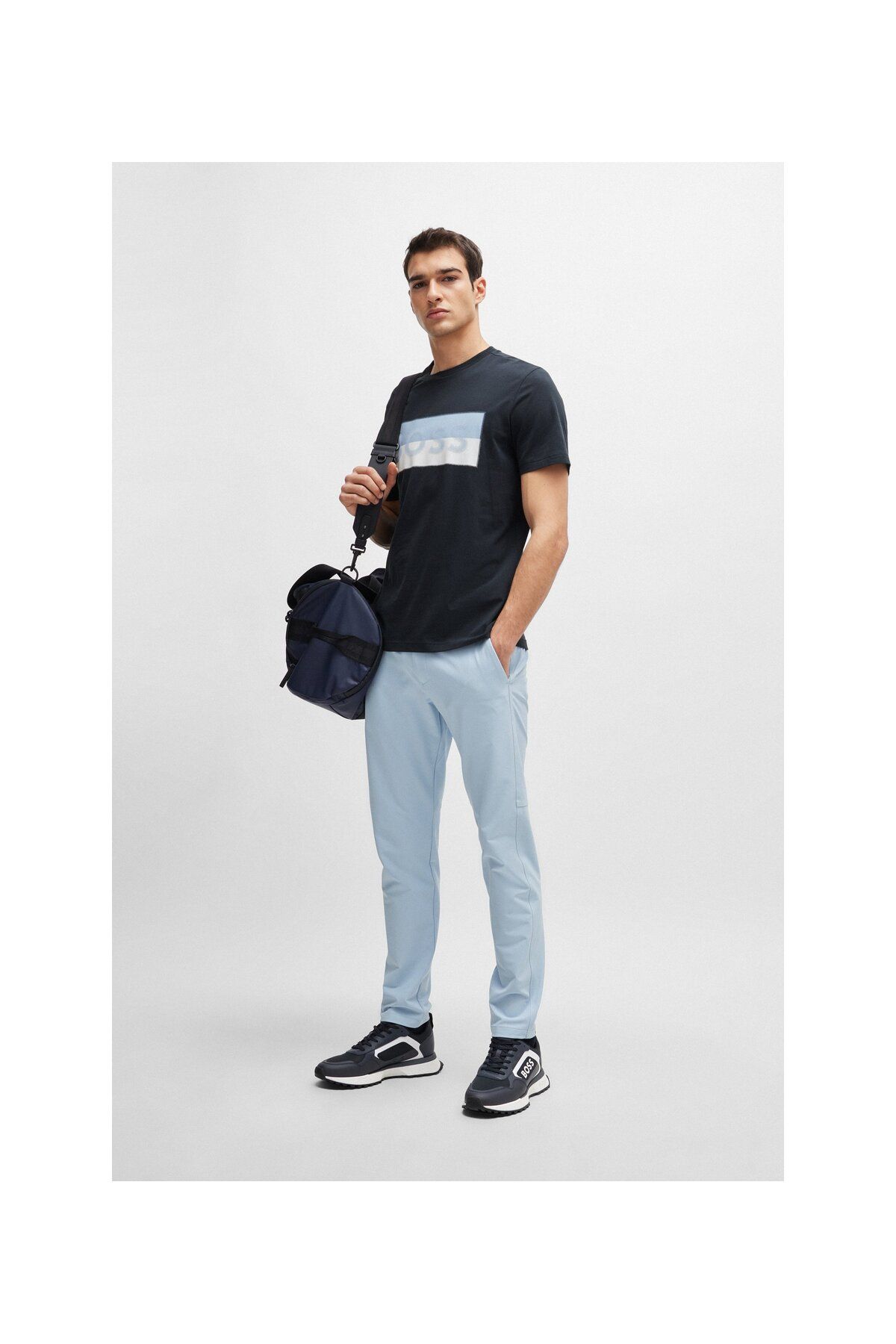 اسنیکر آبی مردانه آرم مارک توری مبتنی بر لباس روزانه Navy Blue 401 BOSS