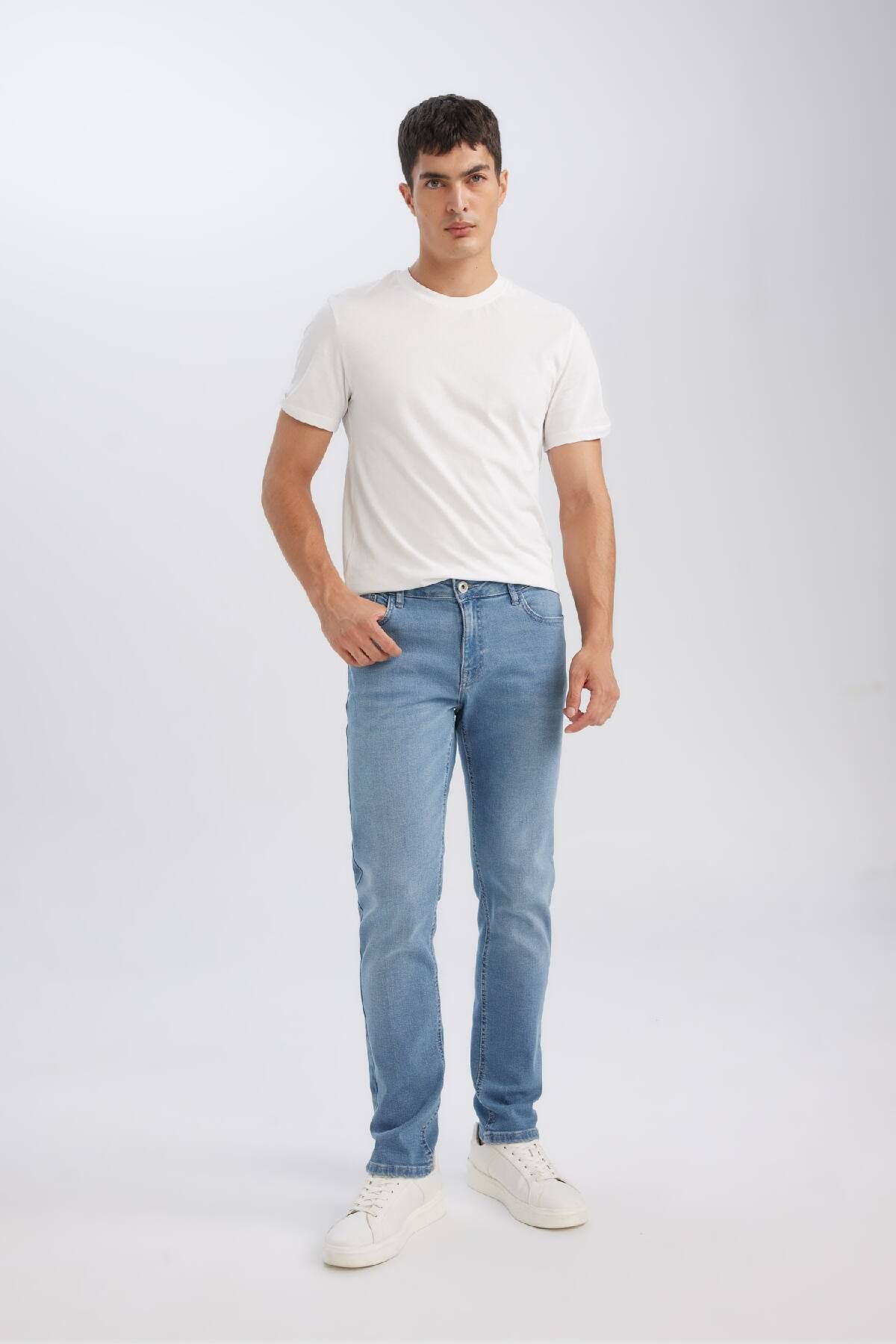 شلوار جین آبی مردانه PEDRO SLIM FIT باریک قالب کمر D0026AX24AU Defacto