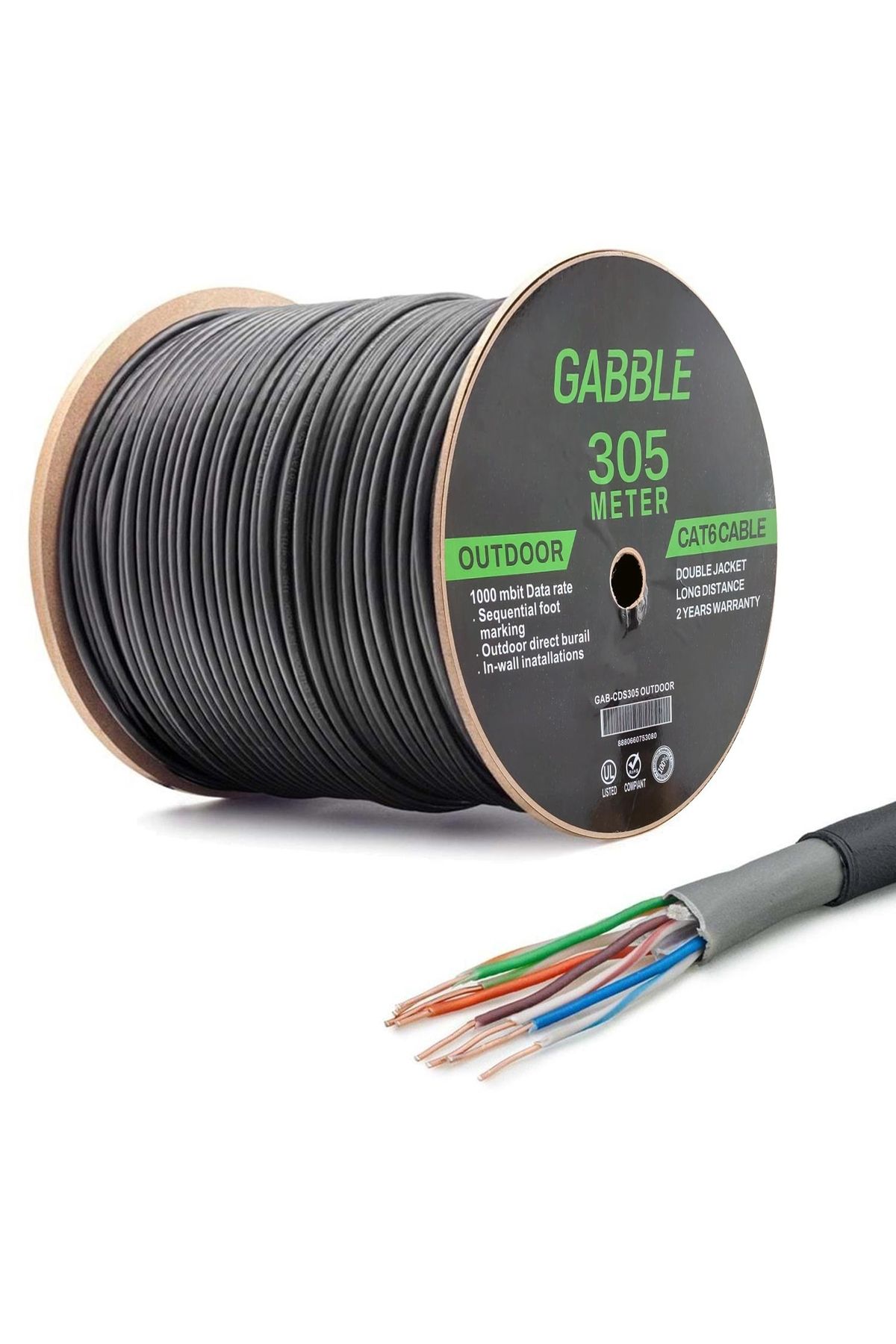 GABBLE Cat6 Kablo Dış Mekan 24awg 0.48mm 305mt Gabble Gab-cd305