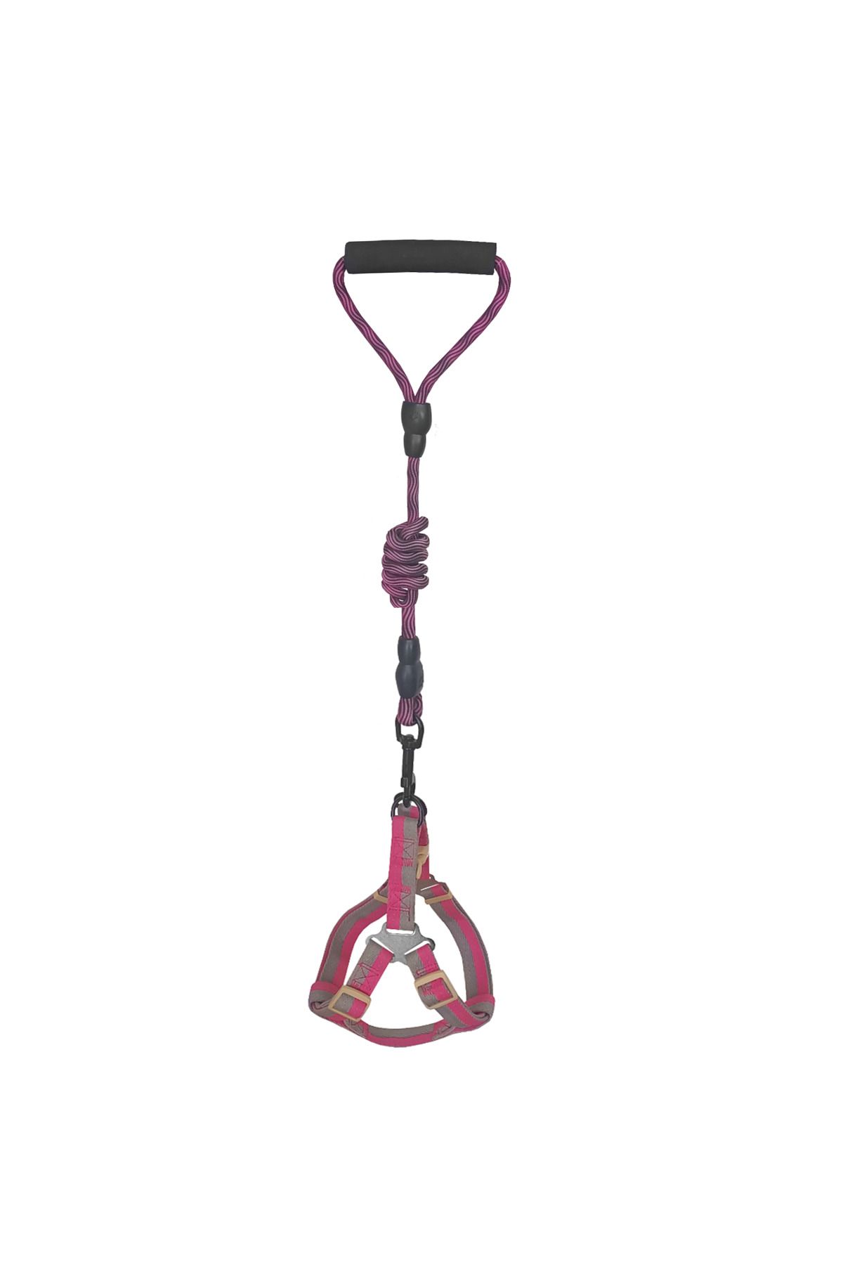 OEM Köpek Göğüs Tasma Seti Dalga Desenli 2 cm*40-58 cm Mor-Pembe