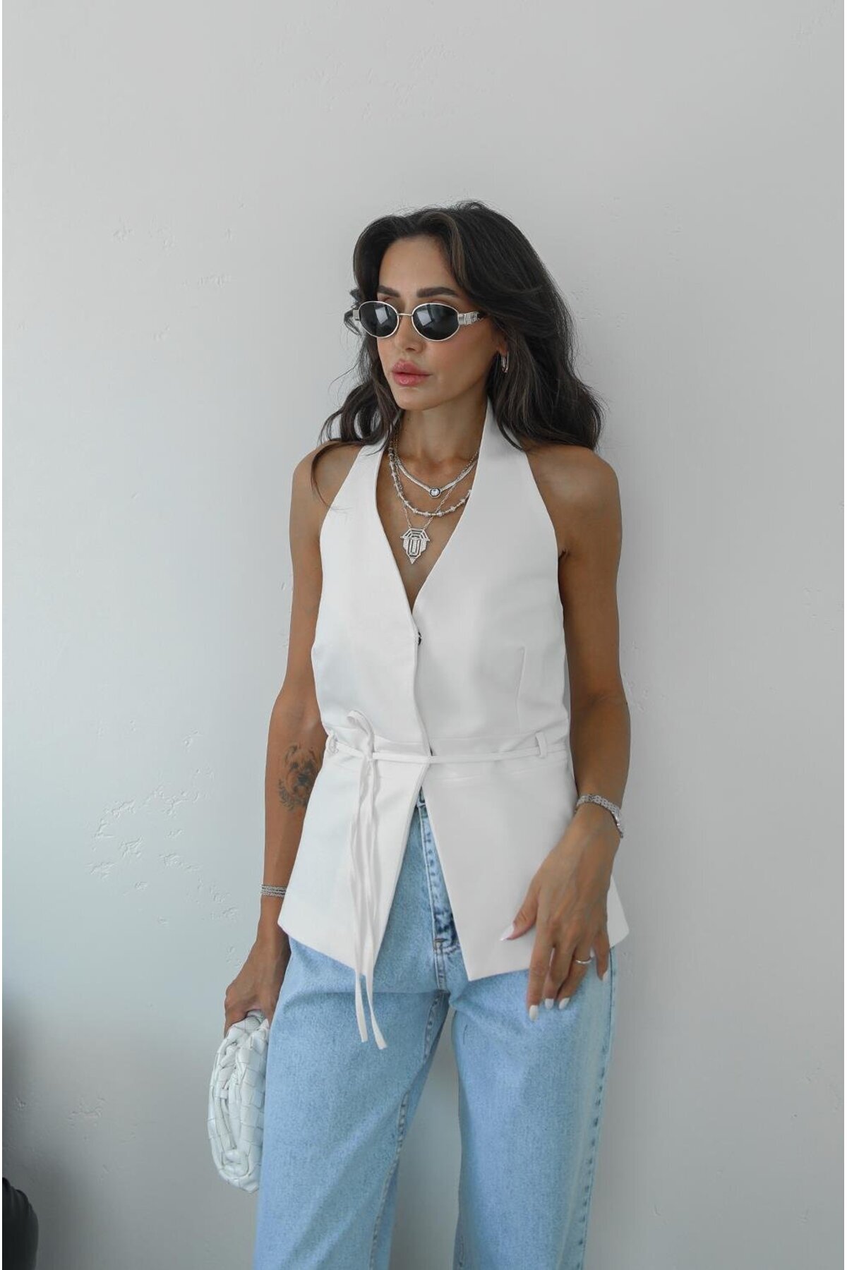 Havoş-White Blouse with Strings - Snap Design 3