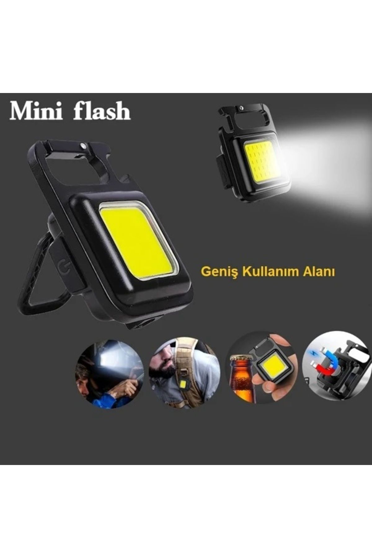 Havenmart Mini 30 Ledli  Mıknatıslı Anahtarlık Flash Kamp Lambası Askılı Kapak Açacaklı Şarjlı Fener