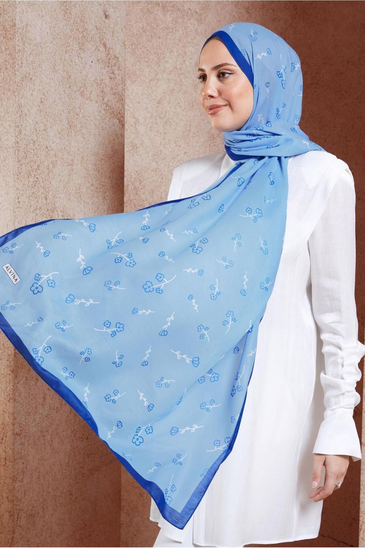 شال آبی زنانه گل الوینا 7469 آلوینا Alvina