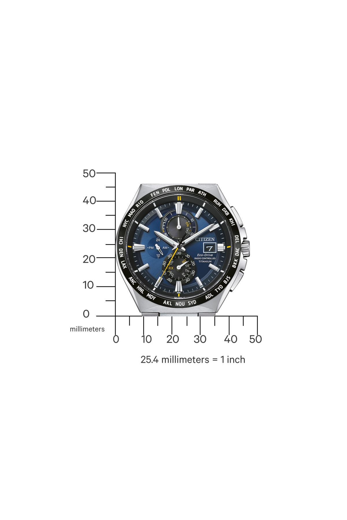 Citizen-جهاز التحكم بالراديو من التيتانيوم Eco-drive At8234-85l 5