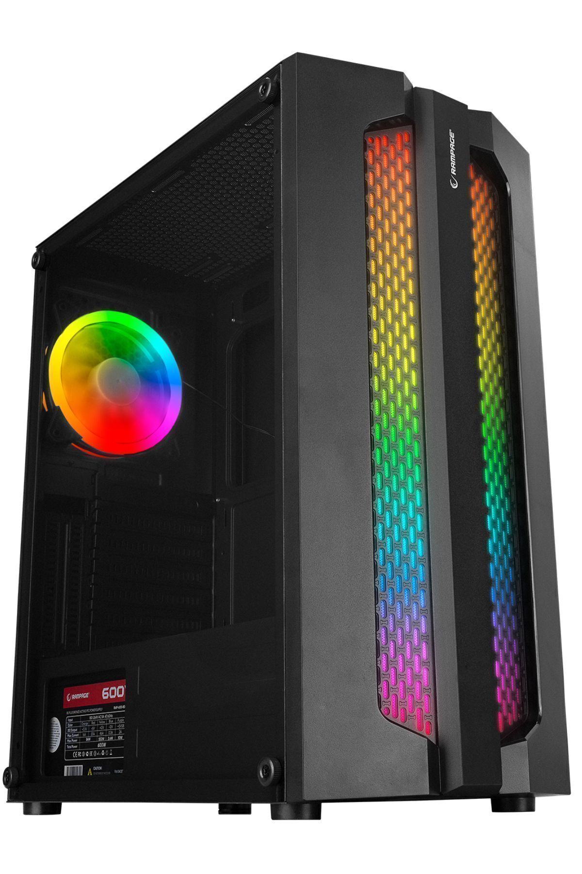 Rampage X-base Temper Camlı 600w 80 Plus Bronze Argb Fanlı Gaming