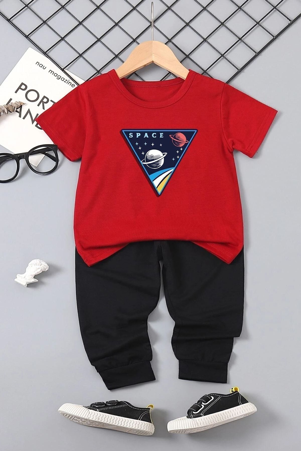 uyguntarz Kids Space Bottom – Top-trainingsanzug-set für Kinder Unisex - 5-6