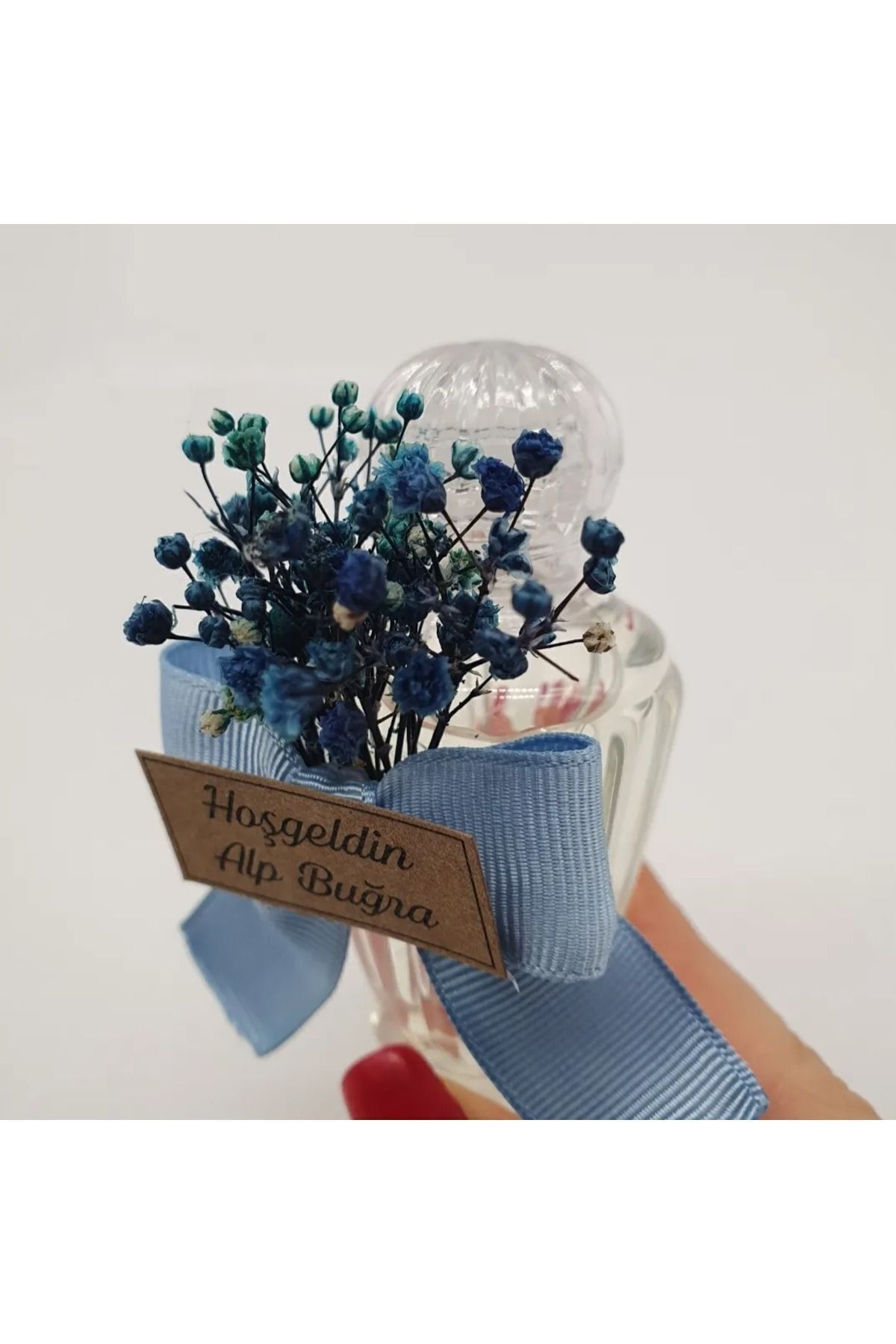 MayaArtDesign Mavi Kurdeleli Cipsolu Mika Vazo Şişe 50cc Limon Kolonyası (30 ADET) Erkek Bebek Hediyelik fotoğrafı 2 (önizleme)