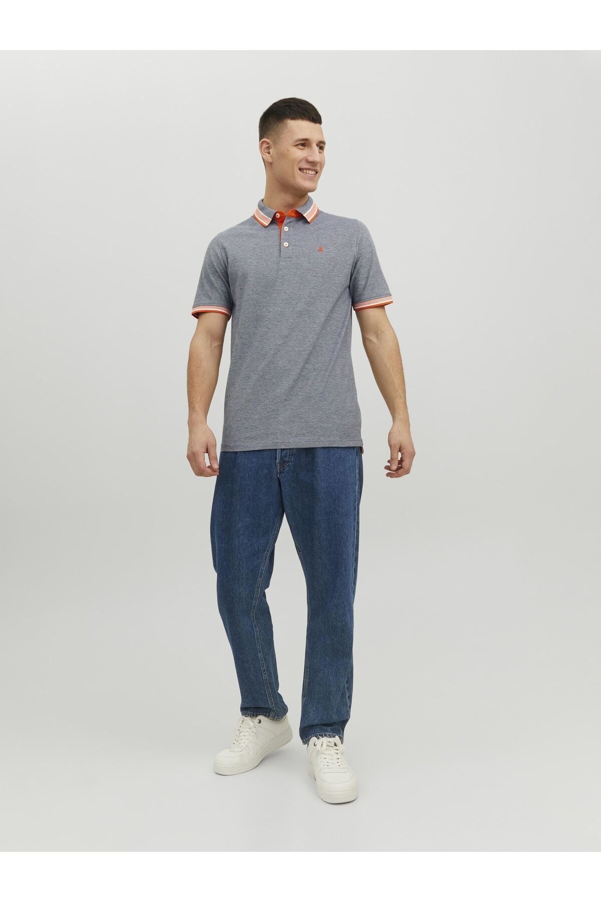 پولوشرت جک اند جونز مردانه پنبه ای آبی بیسیک راسته Regular/رگولار    Regular/رگولار  | Jack & Jones 12136668 DE - تصویر 4