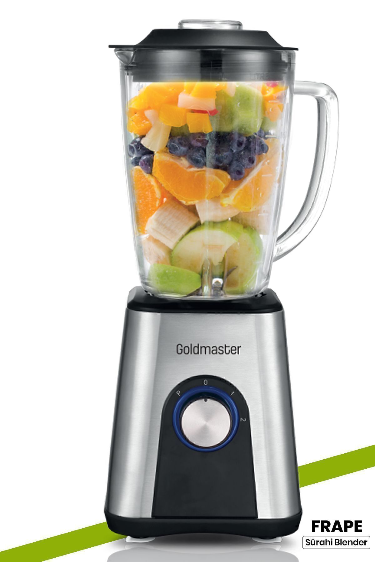 GOLDMASTER Frape 1000 Watt 1.8 Litre Paslanmaz Çelik Buz Kırma Özellikli Cam Sürahi Blender