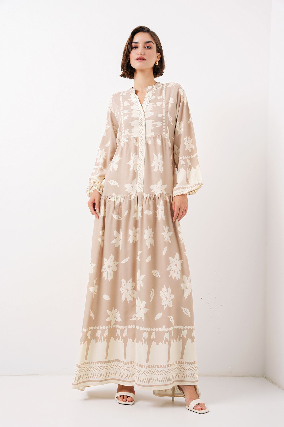 Bigdart-2423 Model Authentic Patterned Mink Dress 2