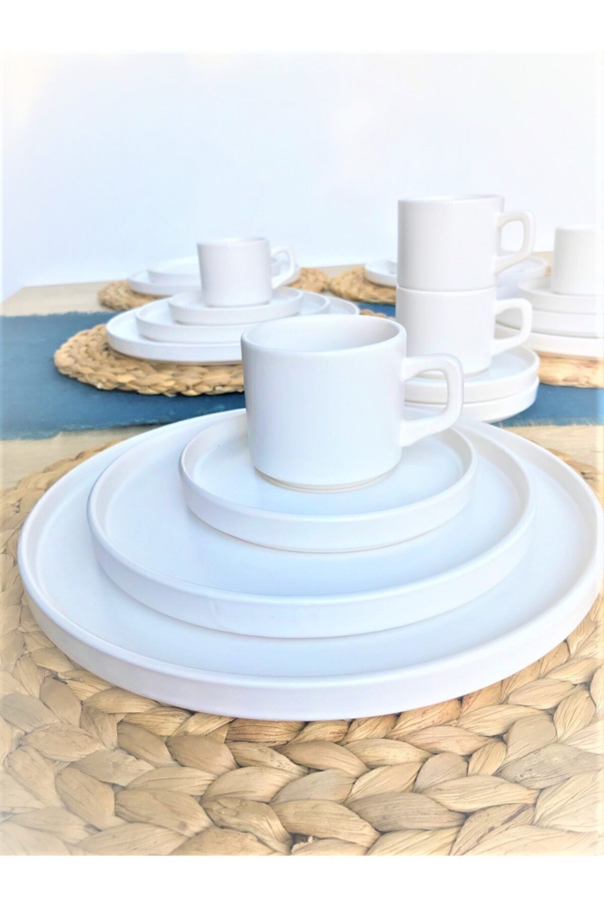 GULHANILE-Stackable Matte White 24 Piece Breakfast Set for 6 Persons 5