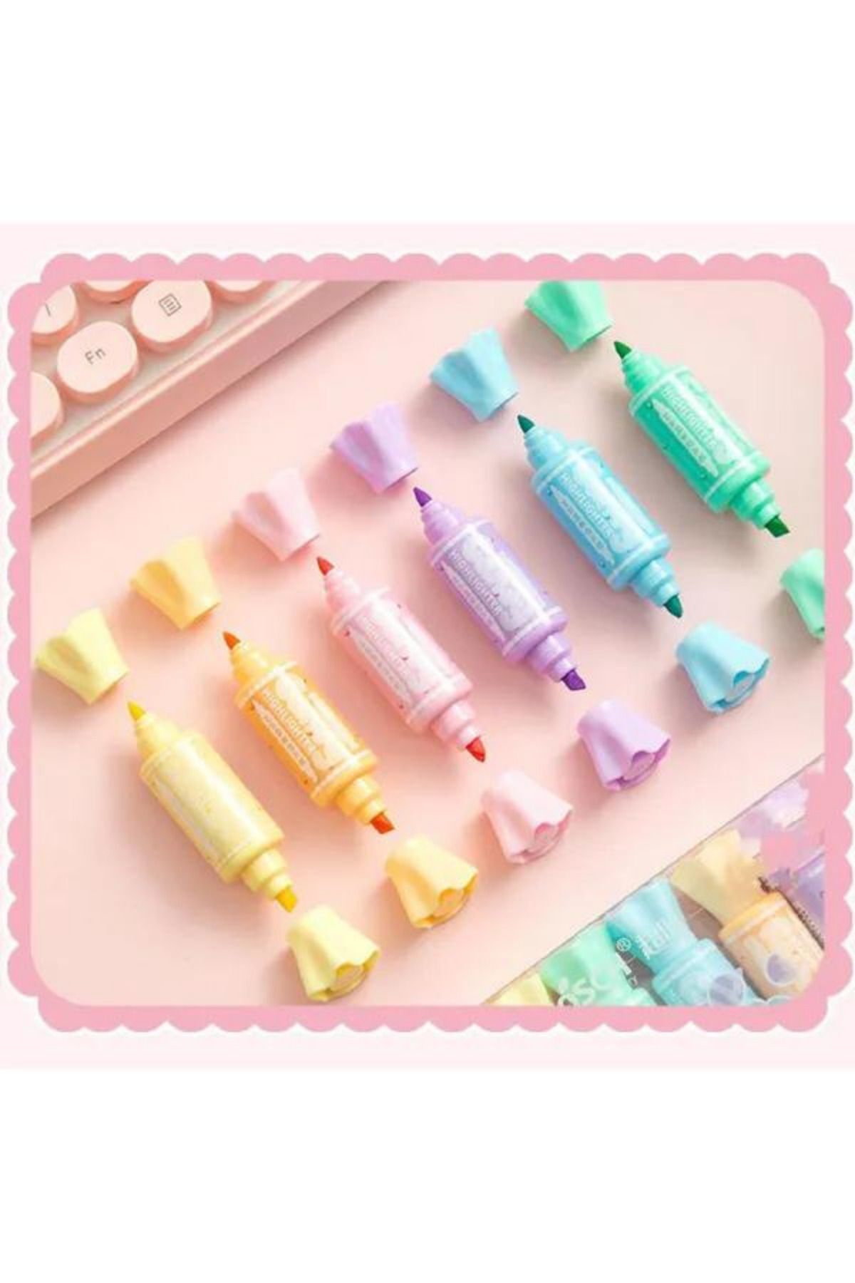 Sweet Candy Candy Shaped Double Sided 6-Piece Highlighter Pen Set