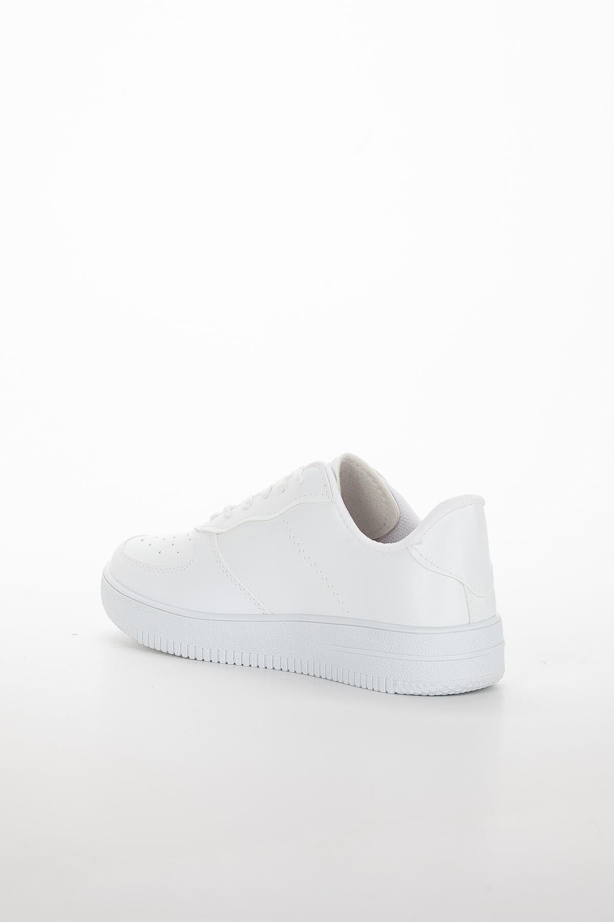 BOUIS Kadın Günlük Kalın Taban Sneakers Bağcıklı Beyaz Rahat Model Yürüyüş Ayakkabısı görsel 7