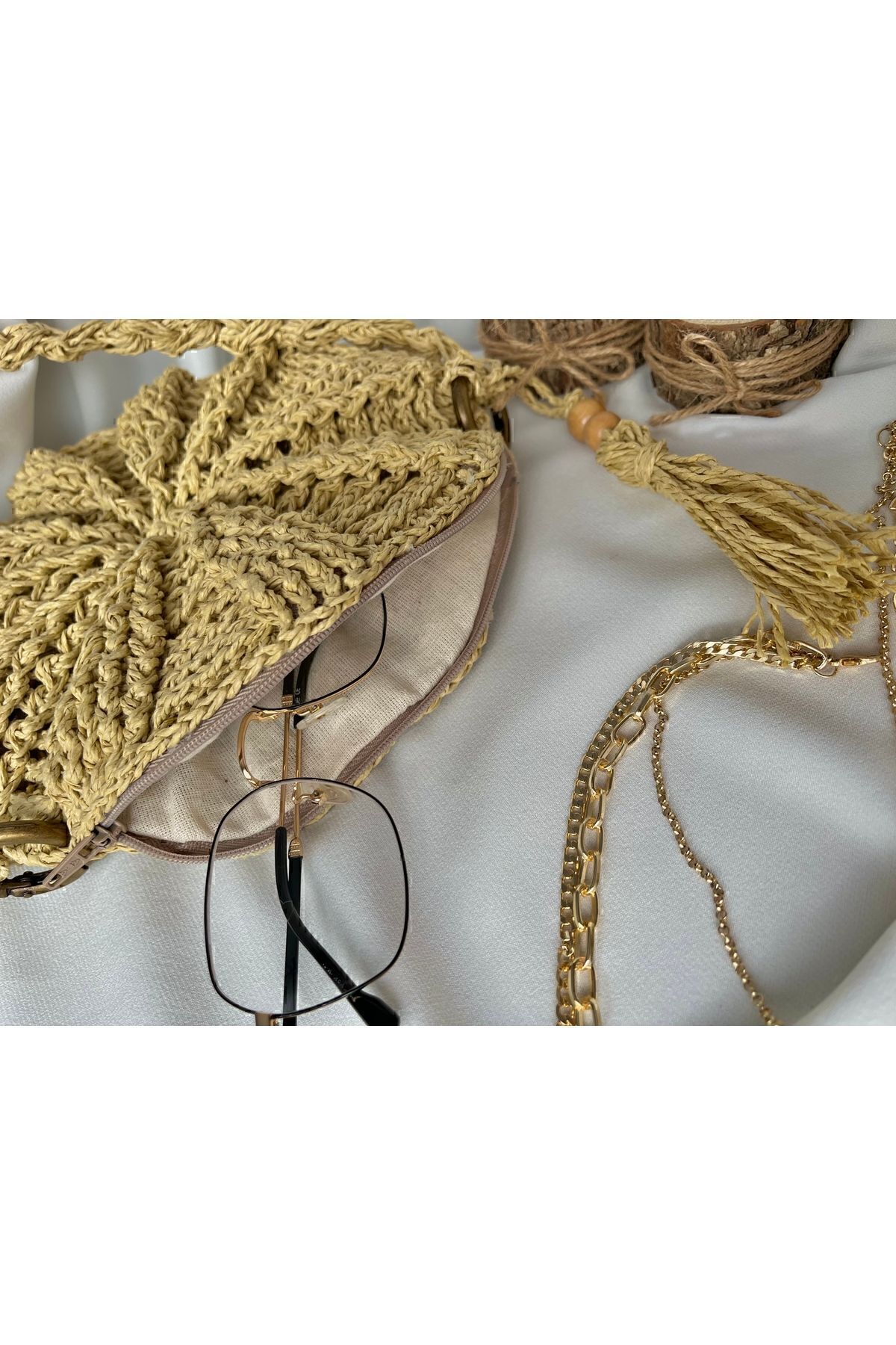 DNA MODA-Bohemian Macaron Straw Bag - Hand Knitted and Paper String Bag 3