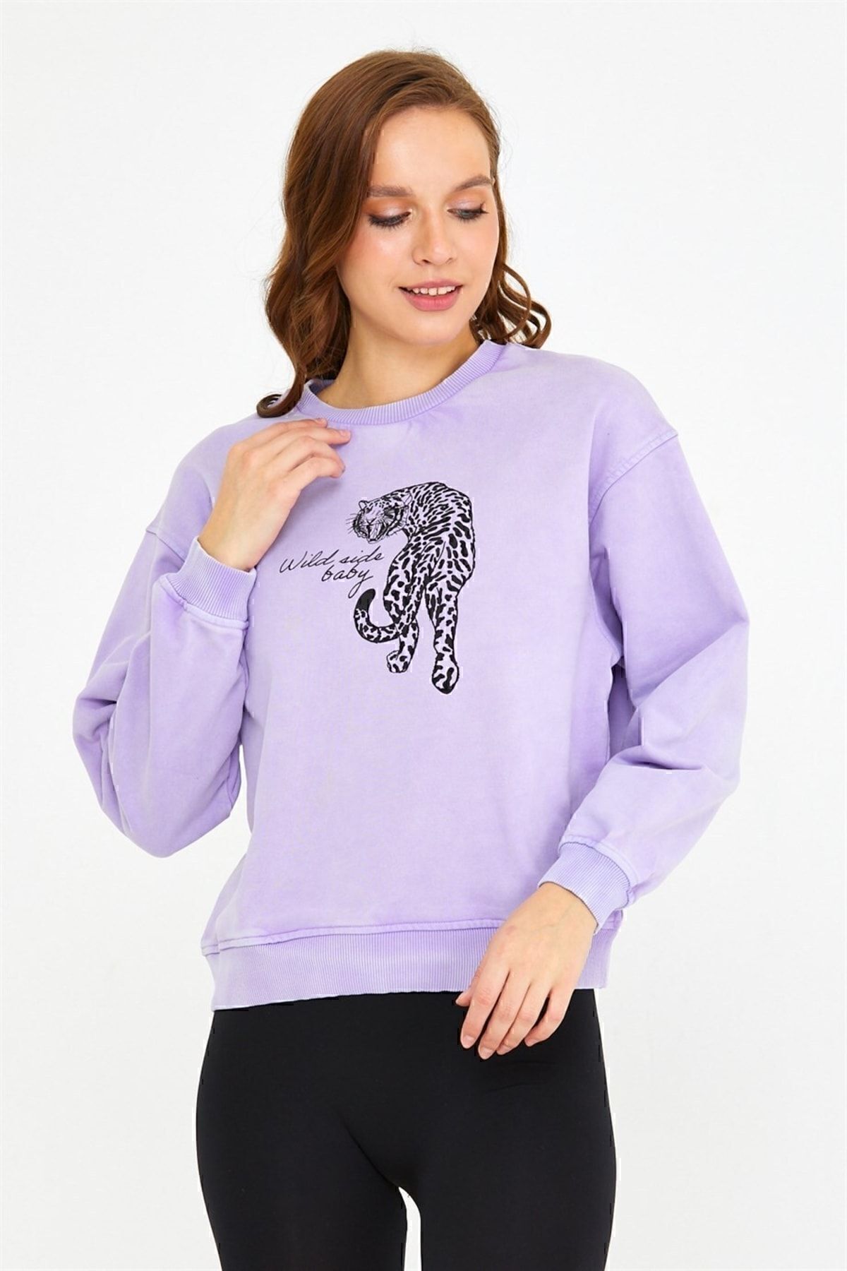 BRZ COLLECTION  Parça Boyalı Kadın Sweatshirt - Görsel 2