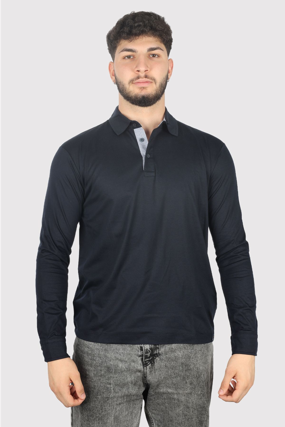 پال اند شارک پیراهن مردانه یقه دار آستین بلند دکمه دار سرمه ای 14311744-050