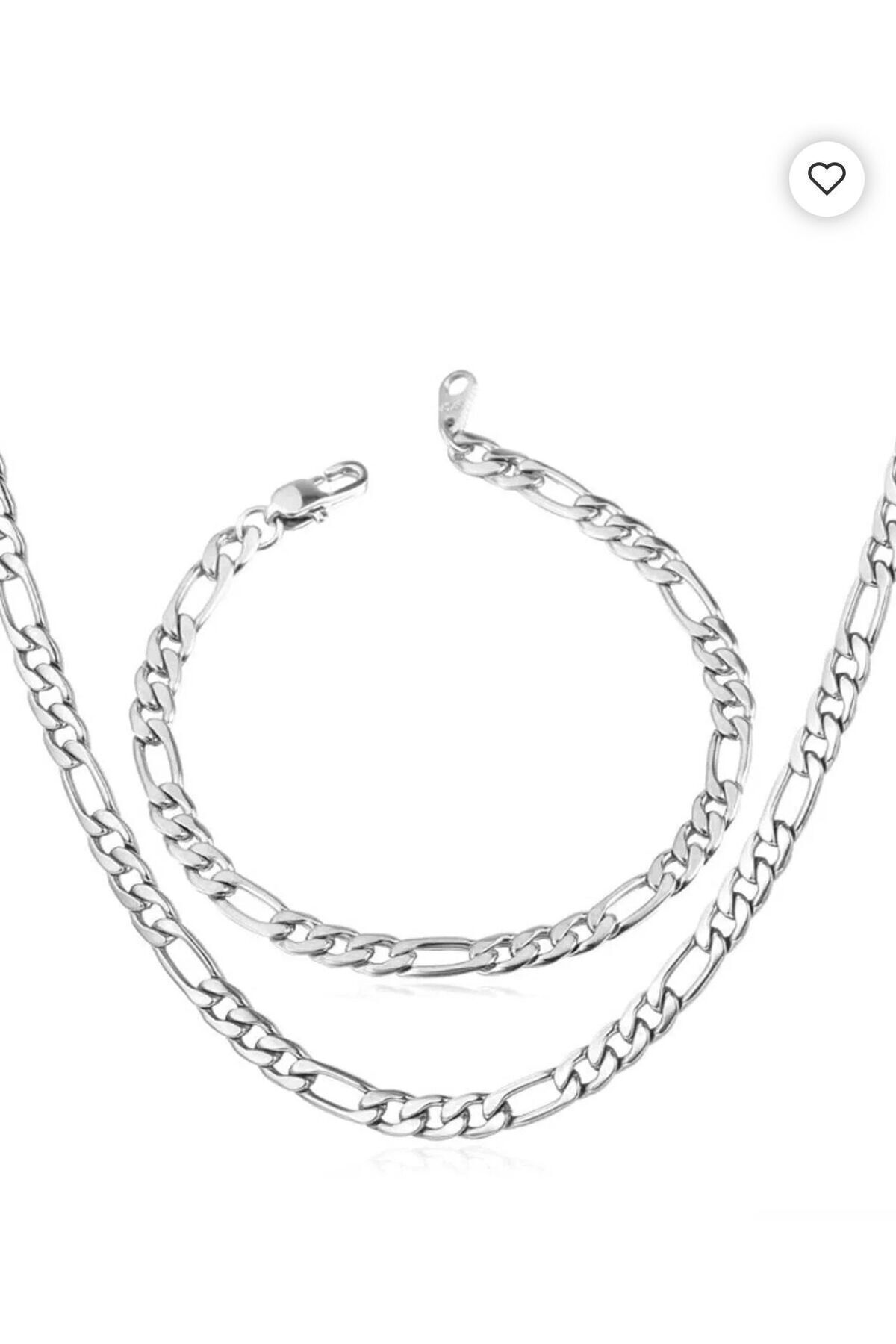 ROYALİST AKSESUAR Unısex figaro şavin kolye ve bileklik seti